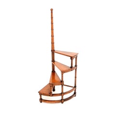 Antique Georgian Style Yew Wood Library Steps