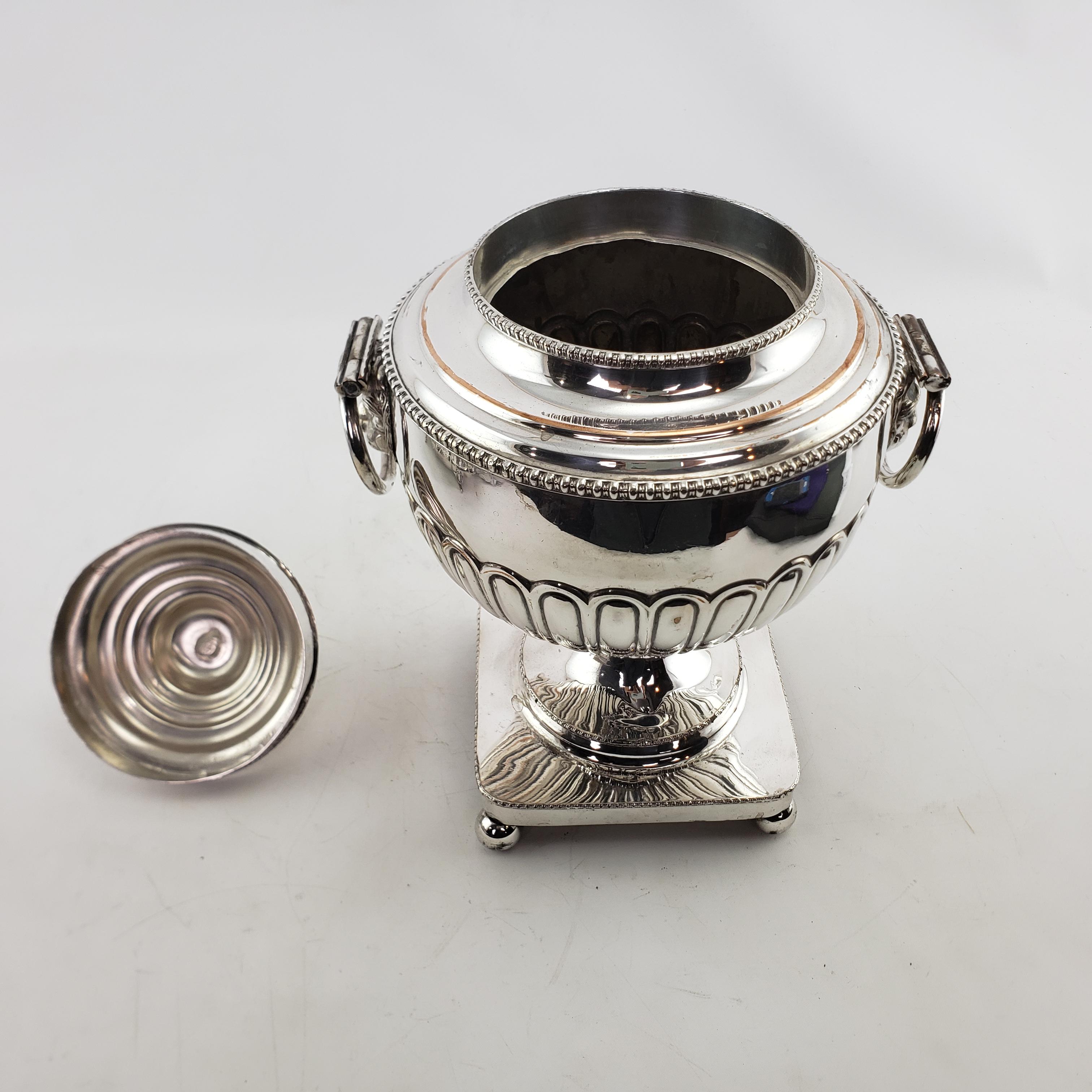 Antique Georgian Styled Silver Plated Tea or Hot Water Urn with Lion Mounts For Sale 5