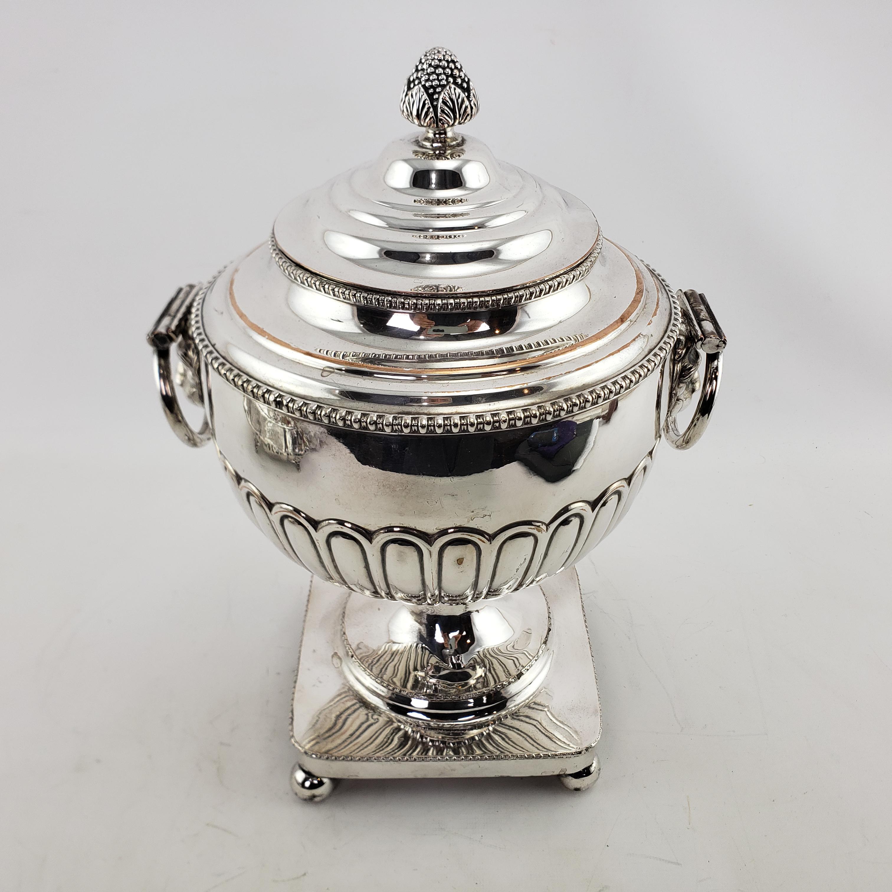 Antique Georgian Styled Silver Plated Tea or Hot Water Urn with Lion Mounts For Sale 2
