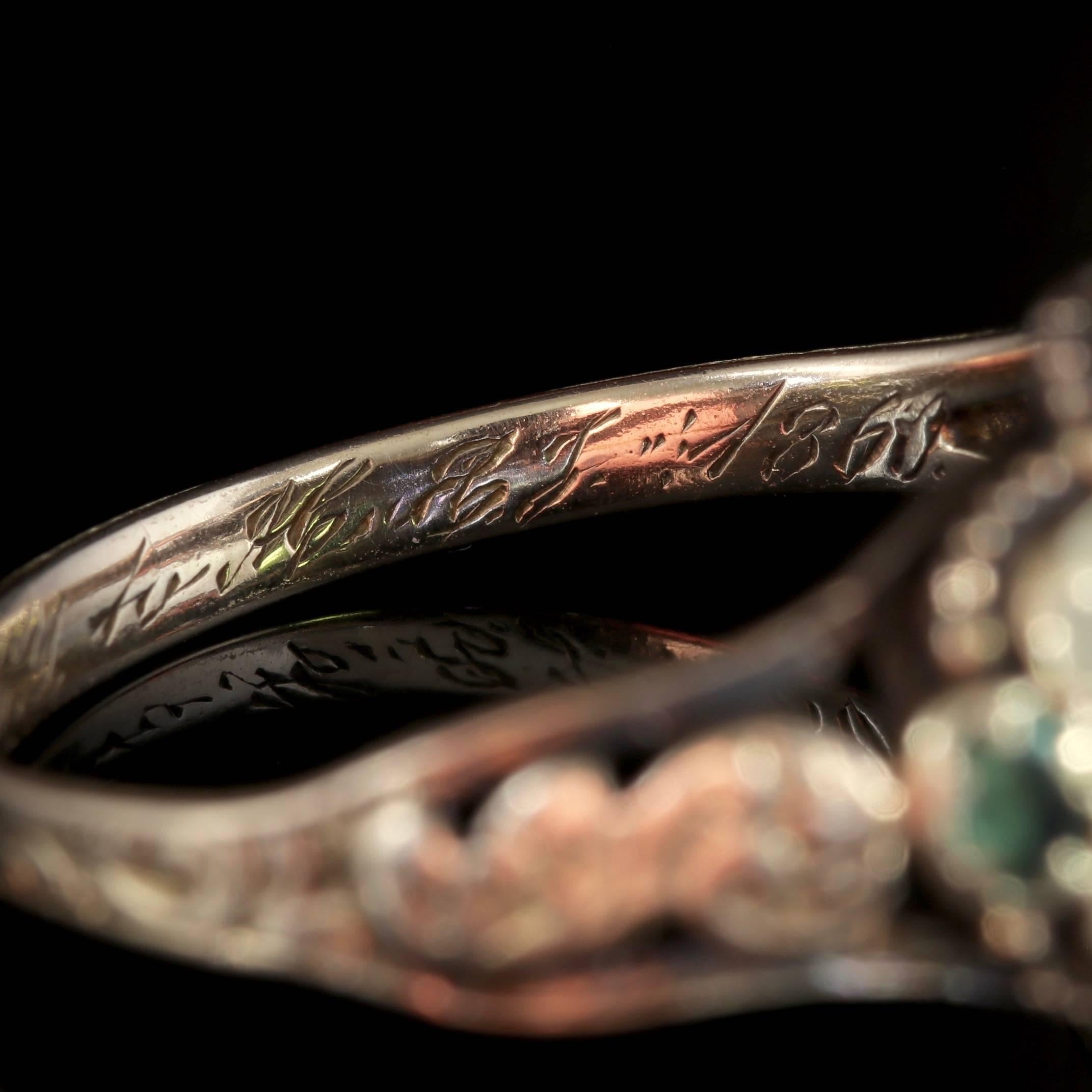 Antique Georgian Ring 15 Carat Gold Garnet Emerald Pearl, circa 1800 In Good Condition In Lancaster, Lancashire
