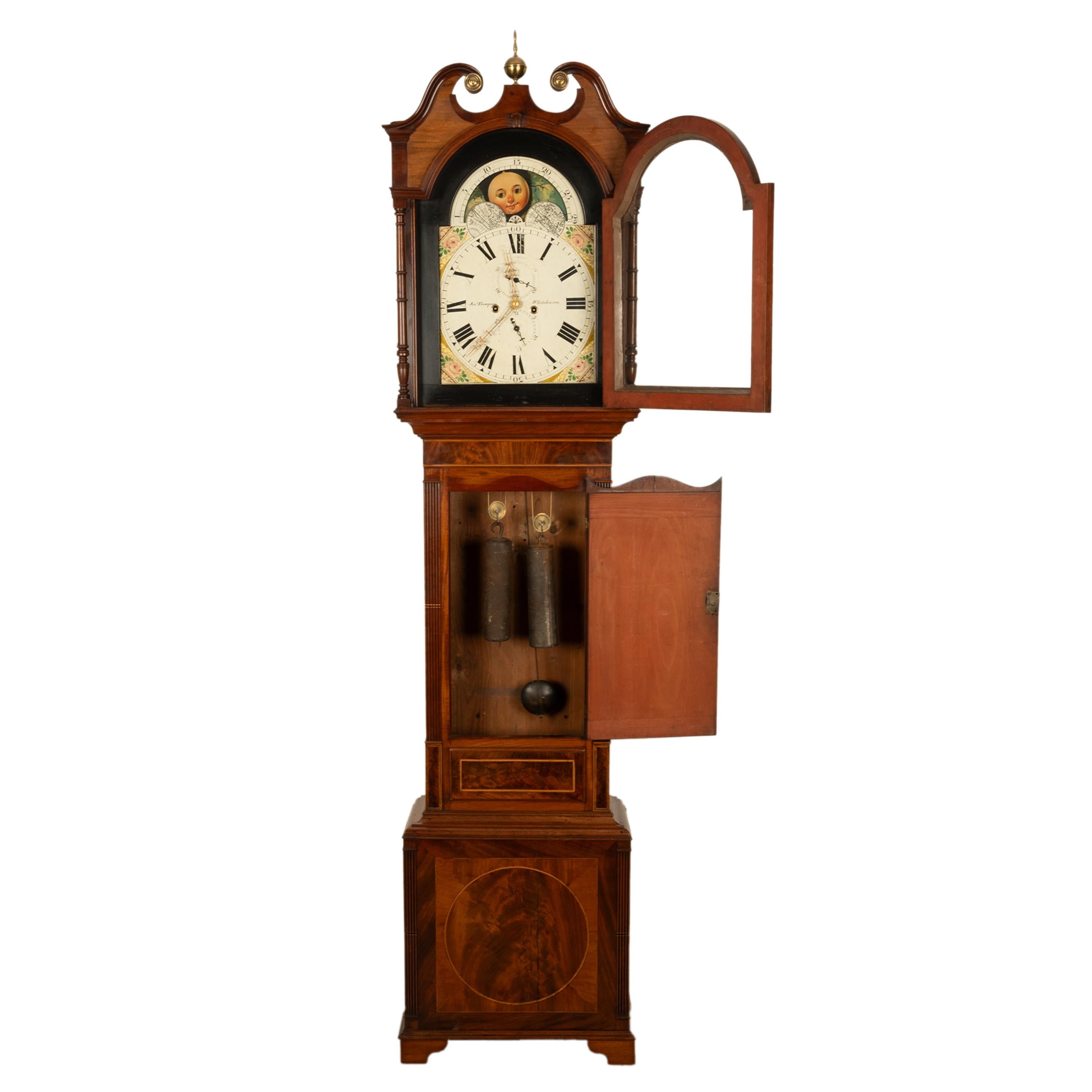 Ebony Antique Georgian Tall Case 8 Day Grandfather Clock Joseph Thompson of Whitehaven