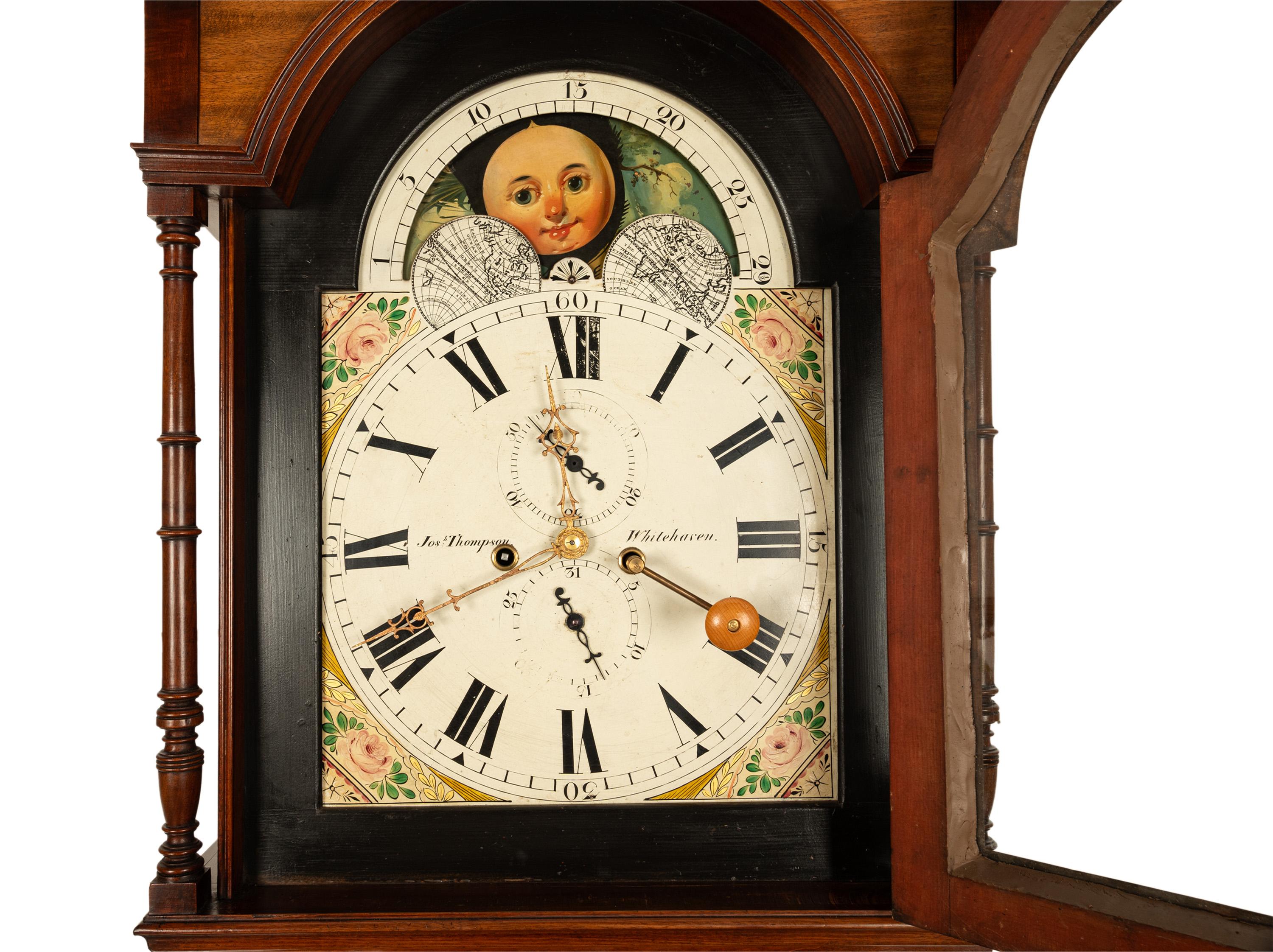 Antique Georgian Tall Case 8 Day Grandfather Clock Joseph Thompson of Whitehaven 2