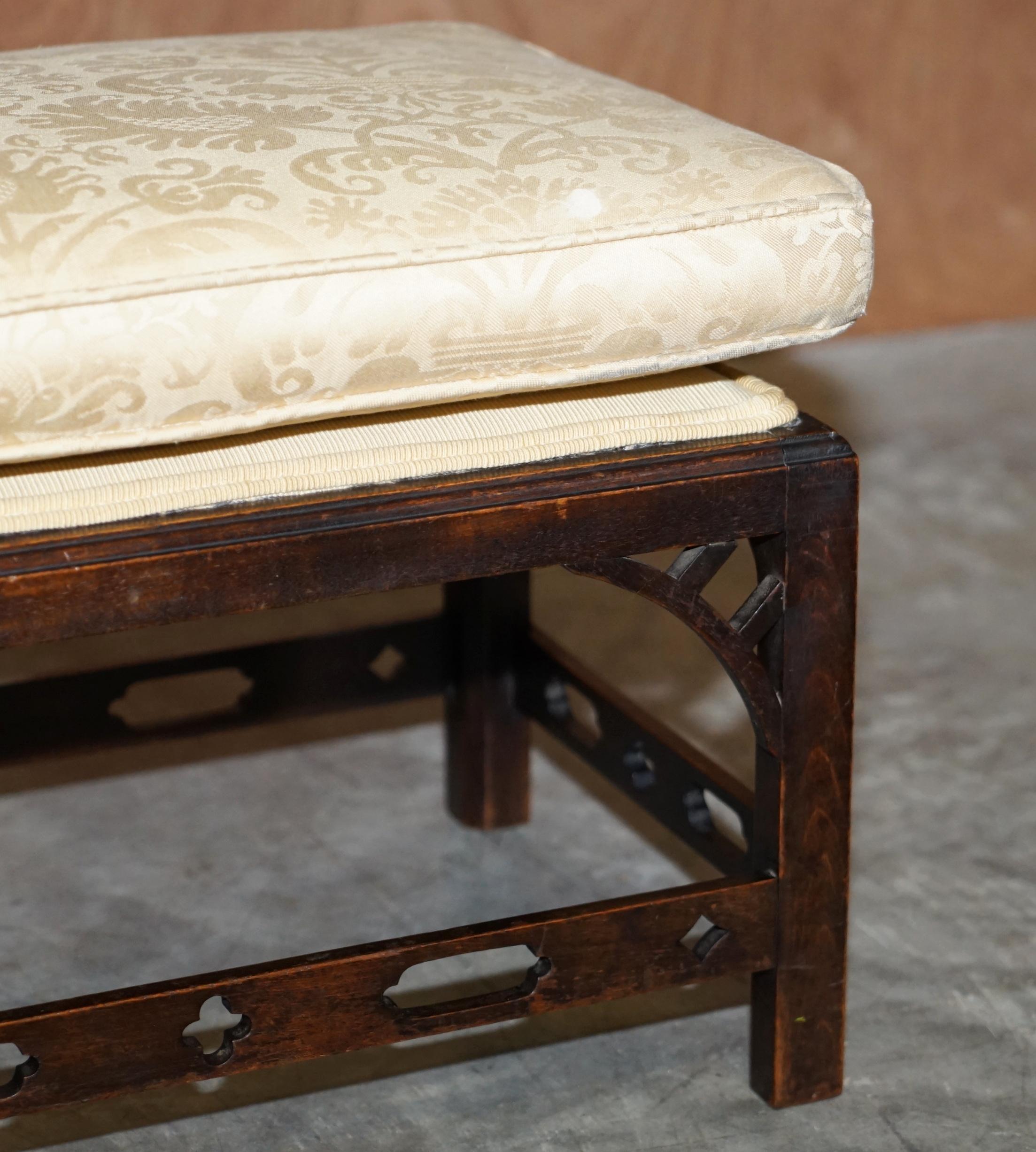 Upholstery Antique Georgian Thomas Chippendale Two Person Ottoman Footstool Lovely Carving