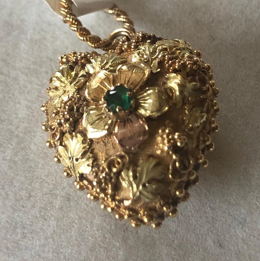Antique Georgian Three Color Gold Cannetille Double Sided Heart Locket, C1820 6