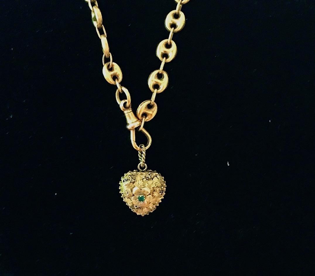 Antique Georgian Three Color Gold Cannetille Double Sided Heart Locket, C1820 3