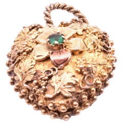 Antique Georgian Three Color Gold Cannetille Double Sided Heart Locket, C1820