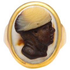 Antique Georgian Three Strata Cameo Ring of a Moor