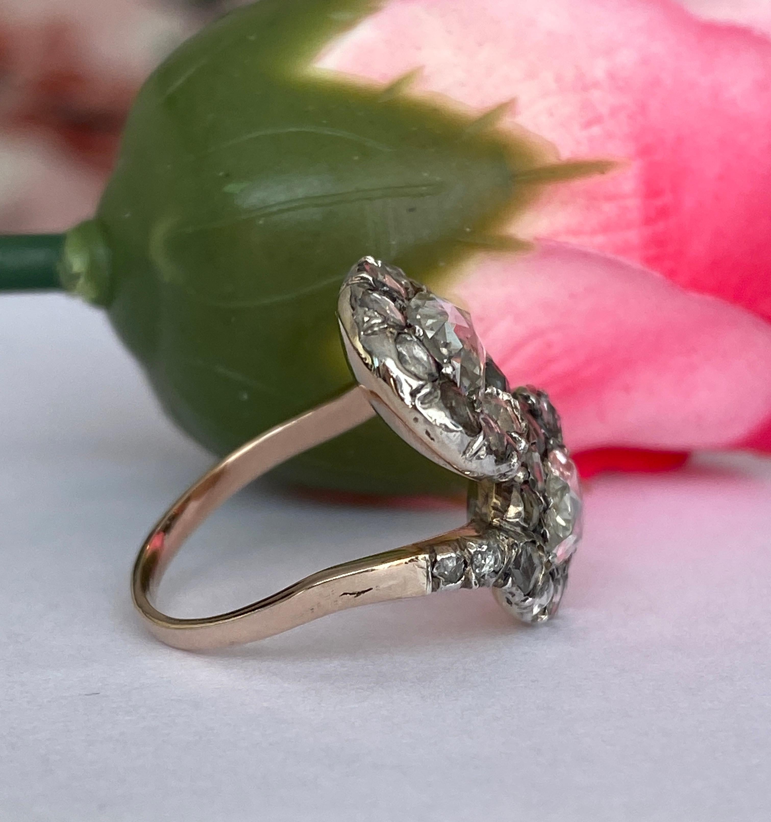 Ancienne époque géorgienne toi en moi diamant or/argent  Bague du 18e/19e siècle. en vente 4