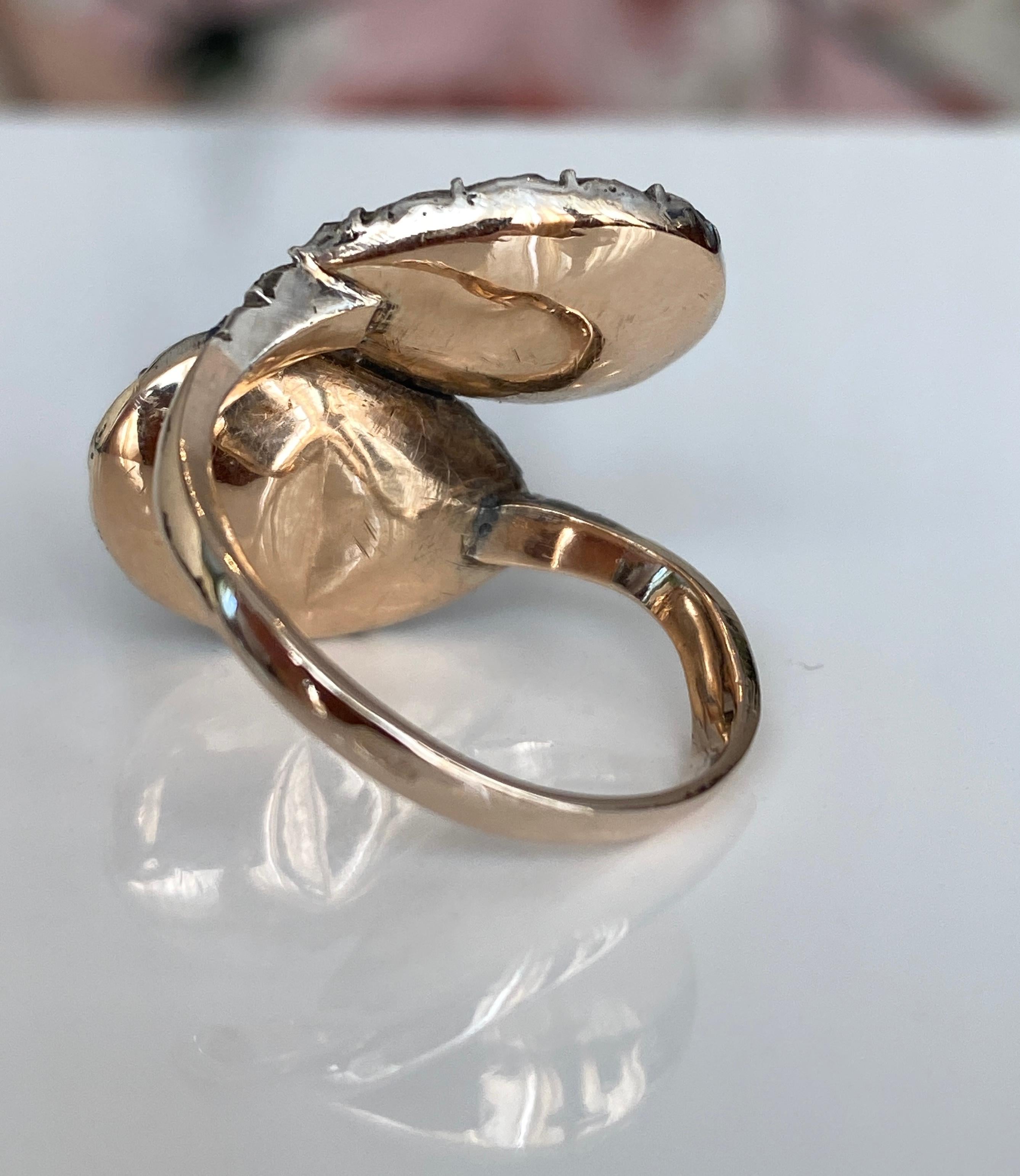 Ancienne époque géorgienne toi en moi diamant or/argent  Bague du 18e/19e siècle. en vente 6