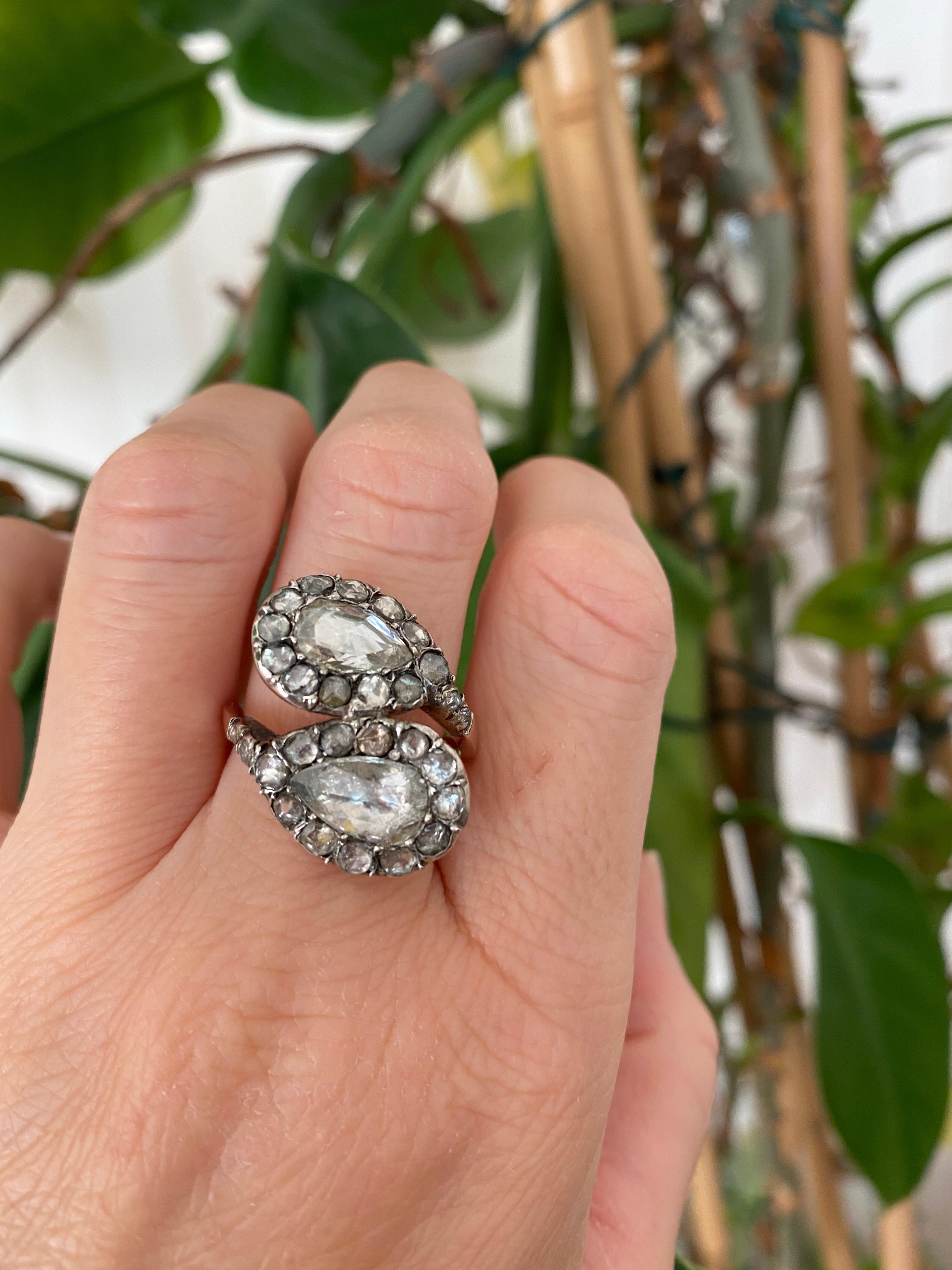 Ancienne époque géorgienne toi en moi diamant or/argent  Bague du 18e/19e siècle. en vente 7