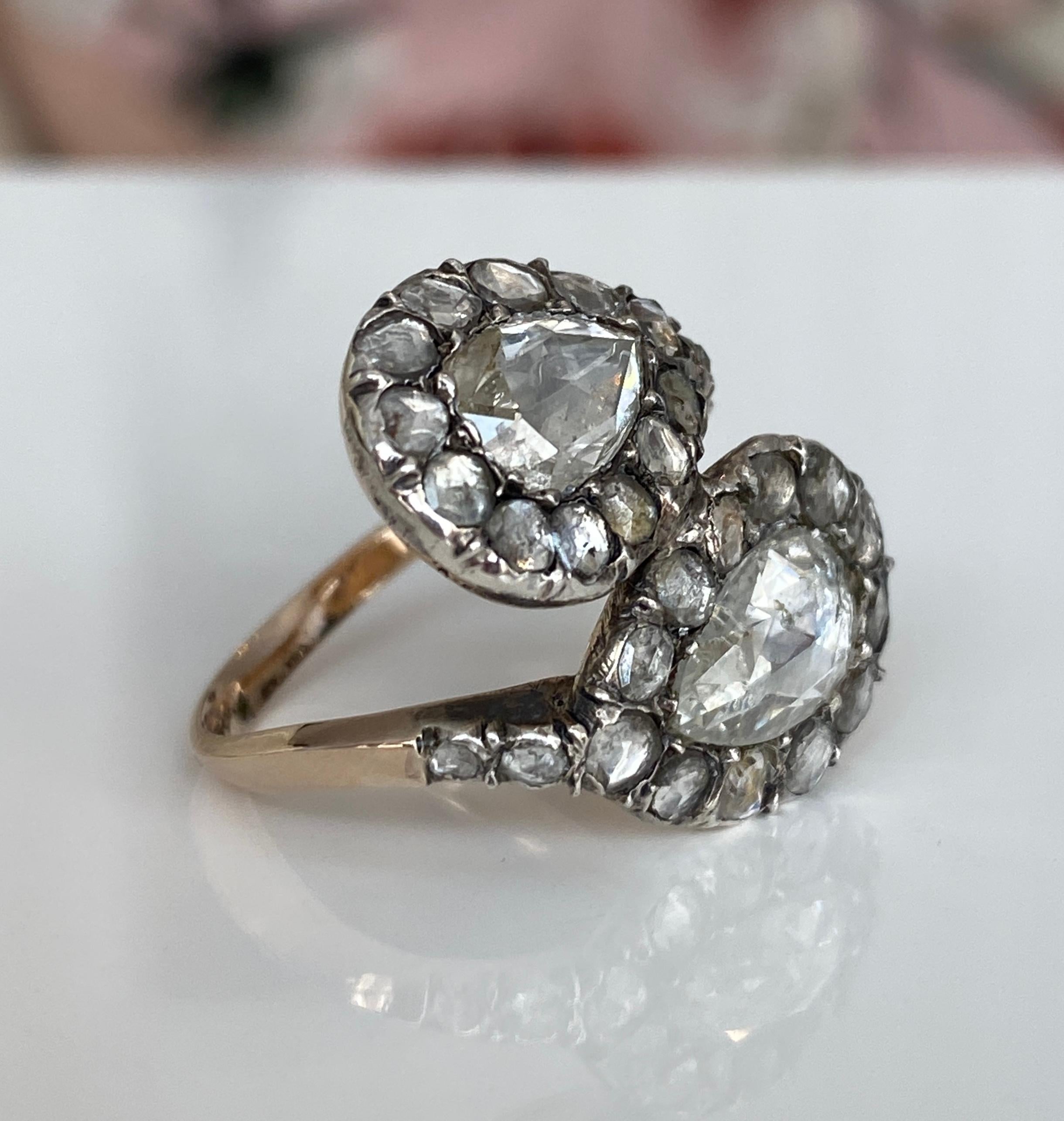 Ancienne époque géorgienne toi en moi diamant or/argent  Bague du 18e/19e siècle. Pour femmes en vente
