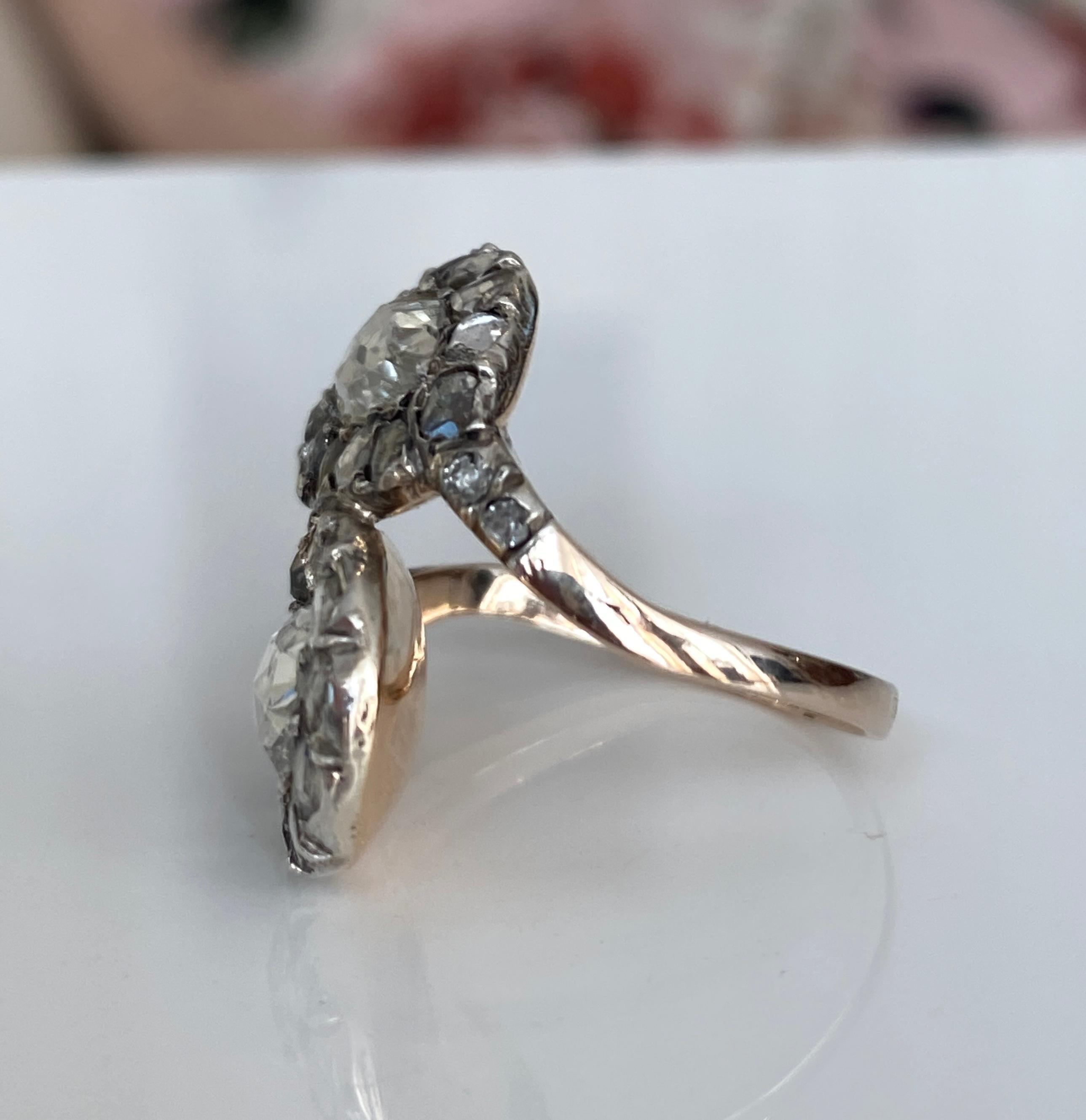 Ancienne époque géorgienne toi en moi diamant or/argent  Bague du 18e/19e siècle. en vente 2