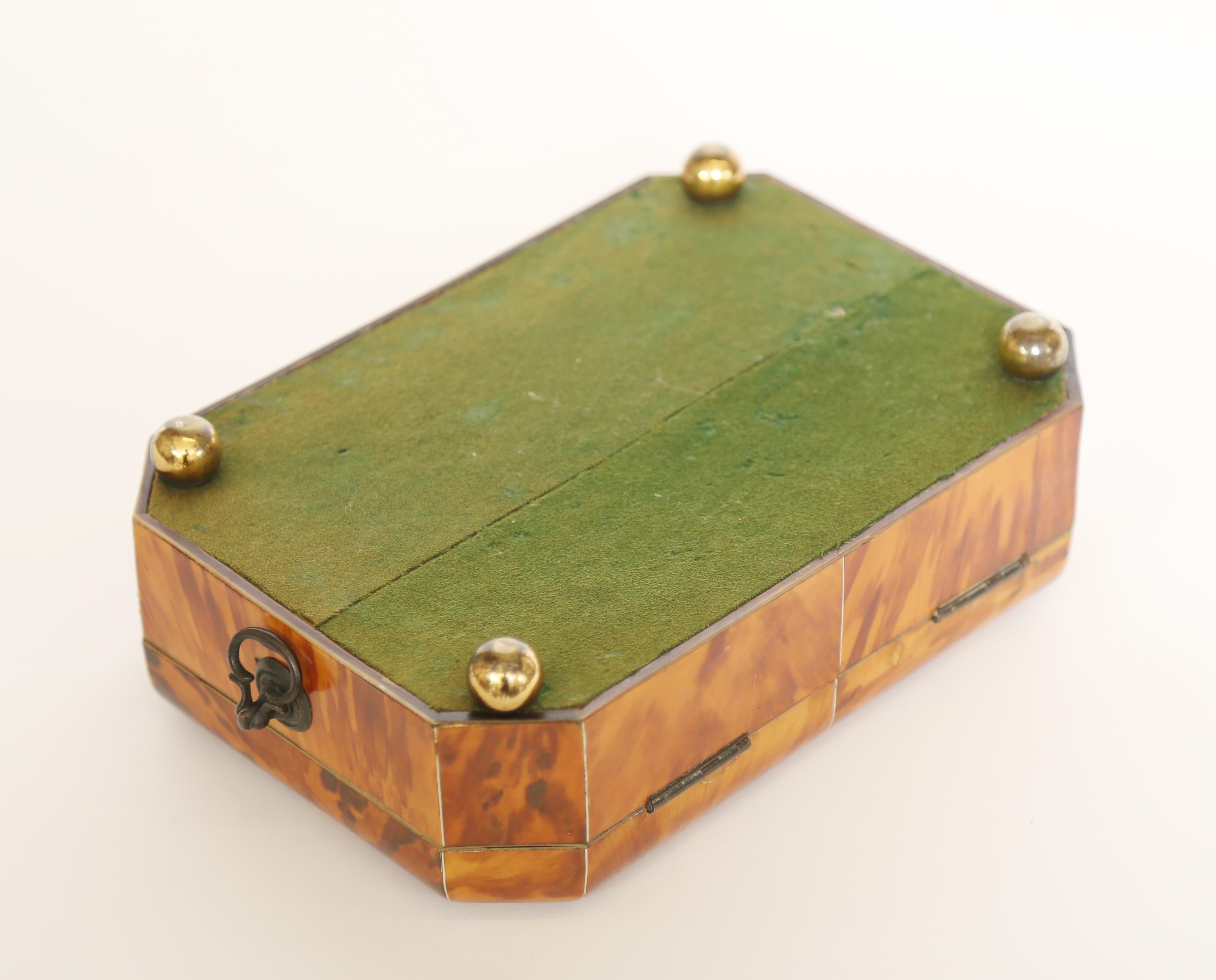Hand-Crafted Antique Georgian Tortoiseshell Jewelry Box