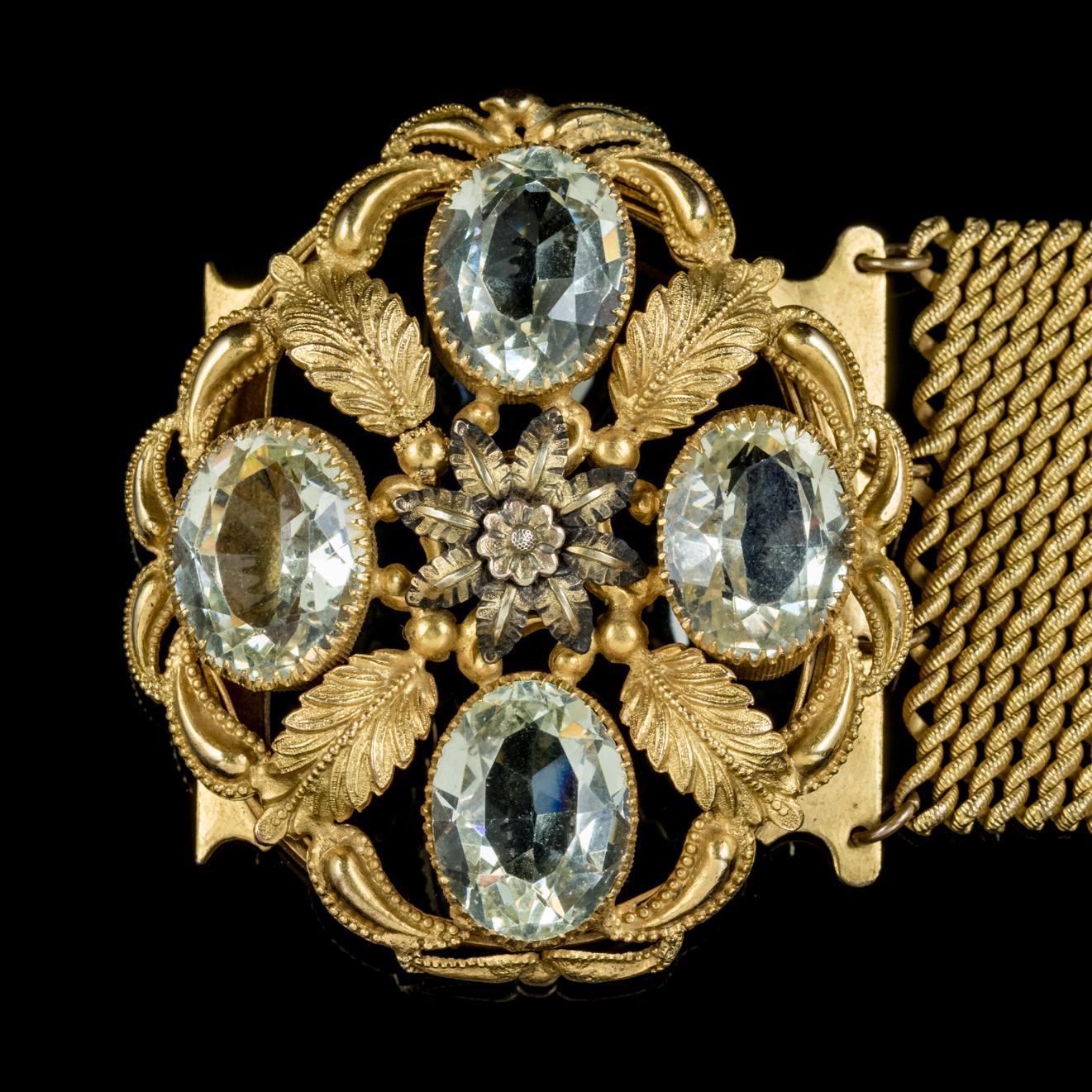 Women's Antique Georgian Tourmaline Bracelet 18 Carat on Pinchbeck, circa 1800