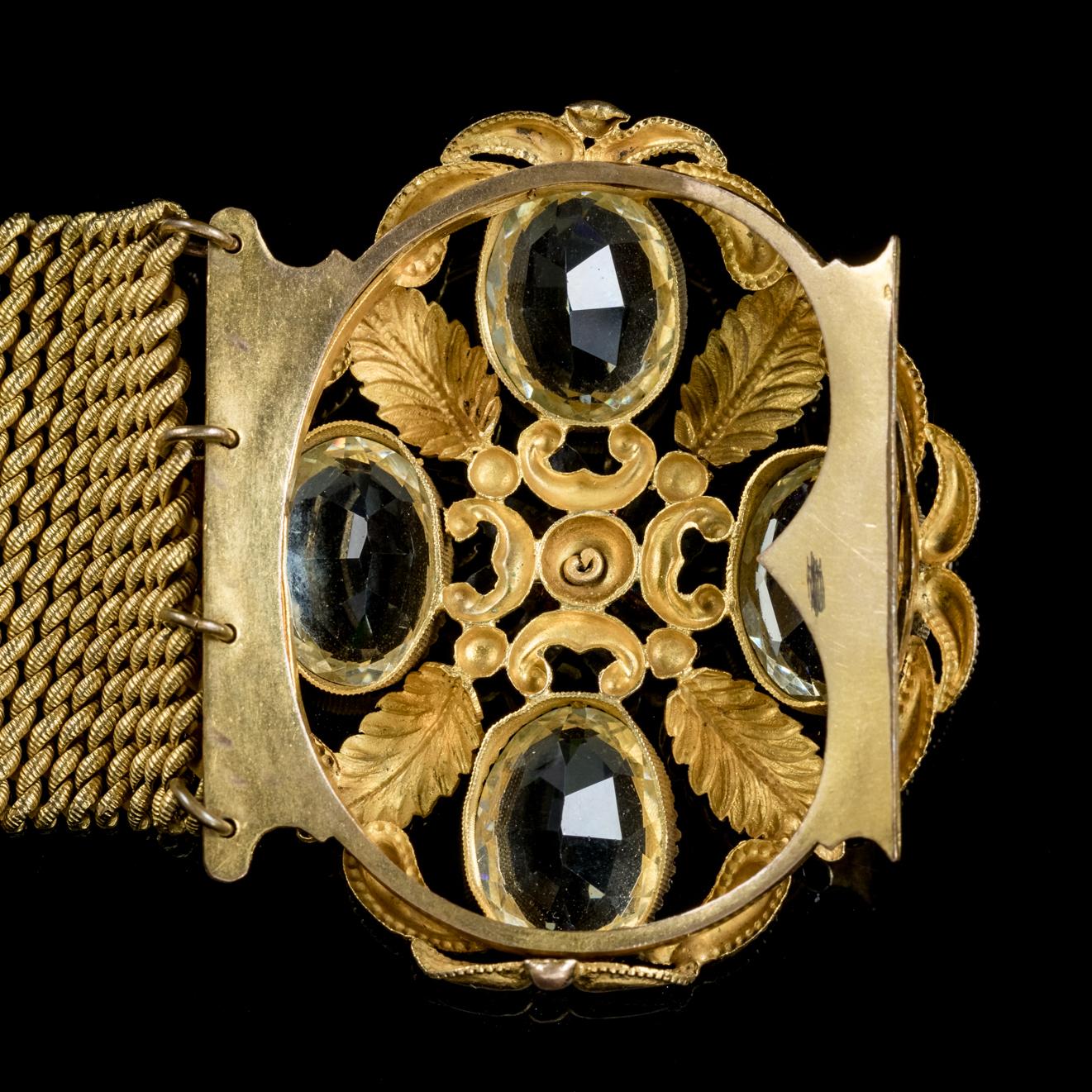 Antique Georgian Tourmaline Bracelet 18 Carat on Pinchbeck, circa 1800 1