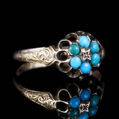 Antique Georgian Turquoise Diamond Cluster Ring 18 Carat Gold, circa 1800