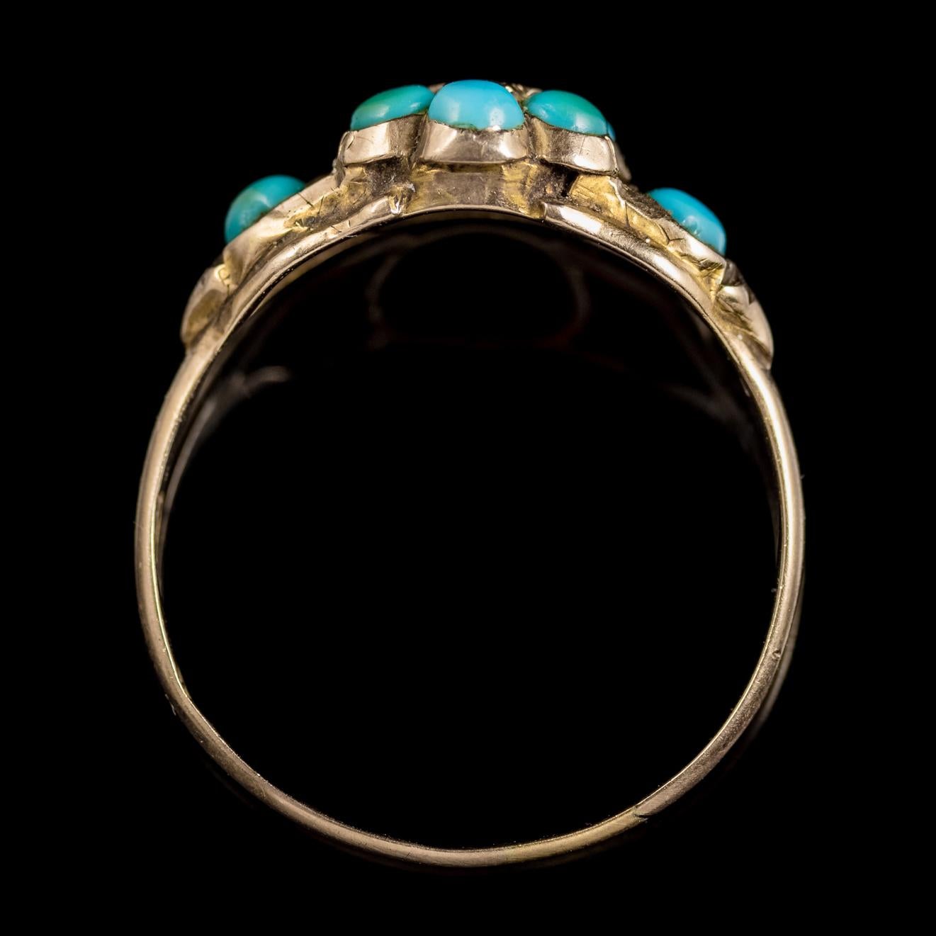 Antique Georgian Turquoise Diamond Ring Dated Birmingham, 1819 2