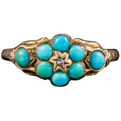 Antique Georgian Turquoise Diamond Ring Dated Birmingham, 1819