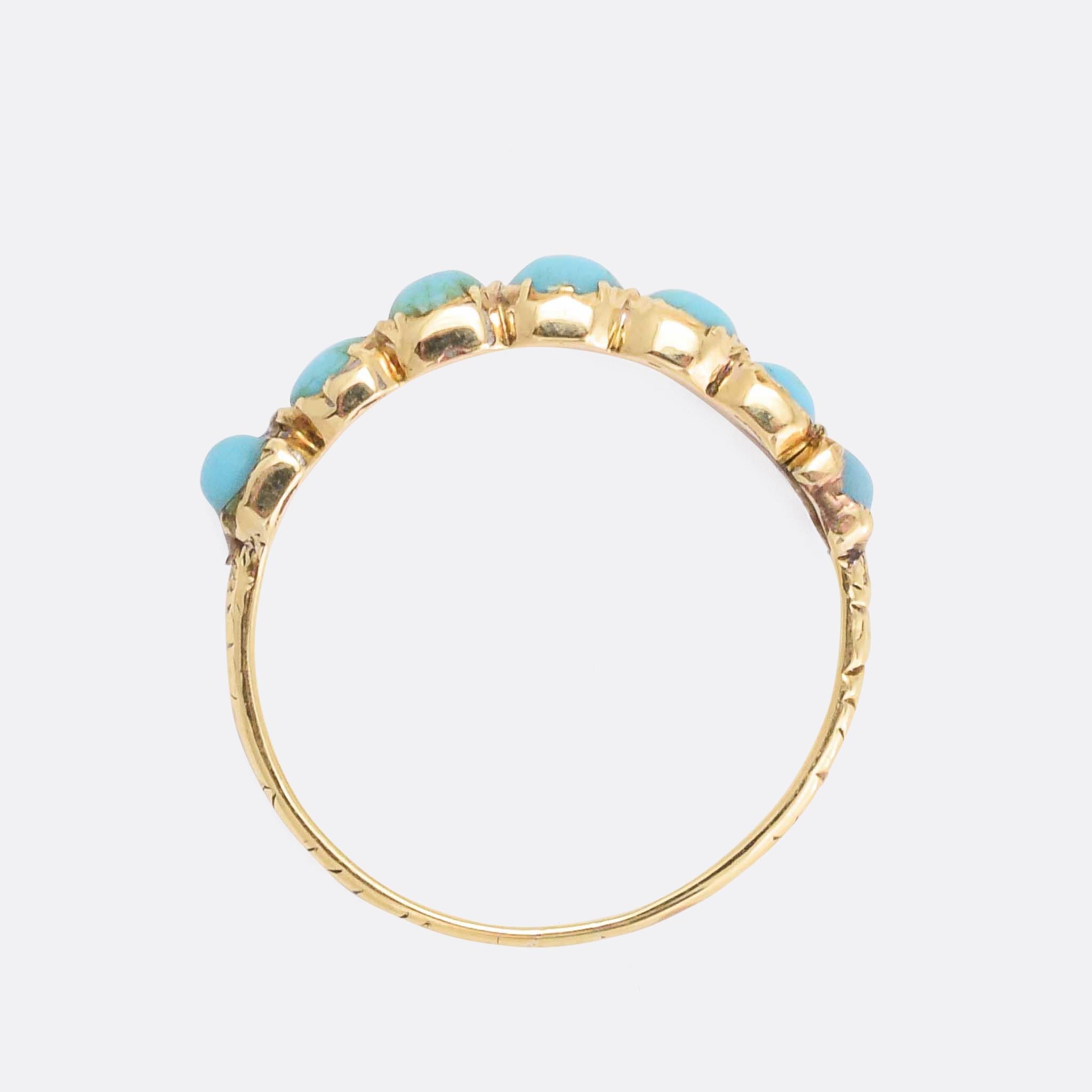 Antique Georgian Turquoise Half-Hoop Eternity Ring In Good Condition In Sale, Cheshire