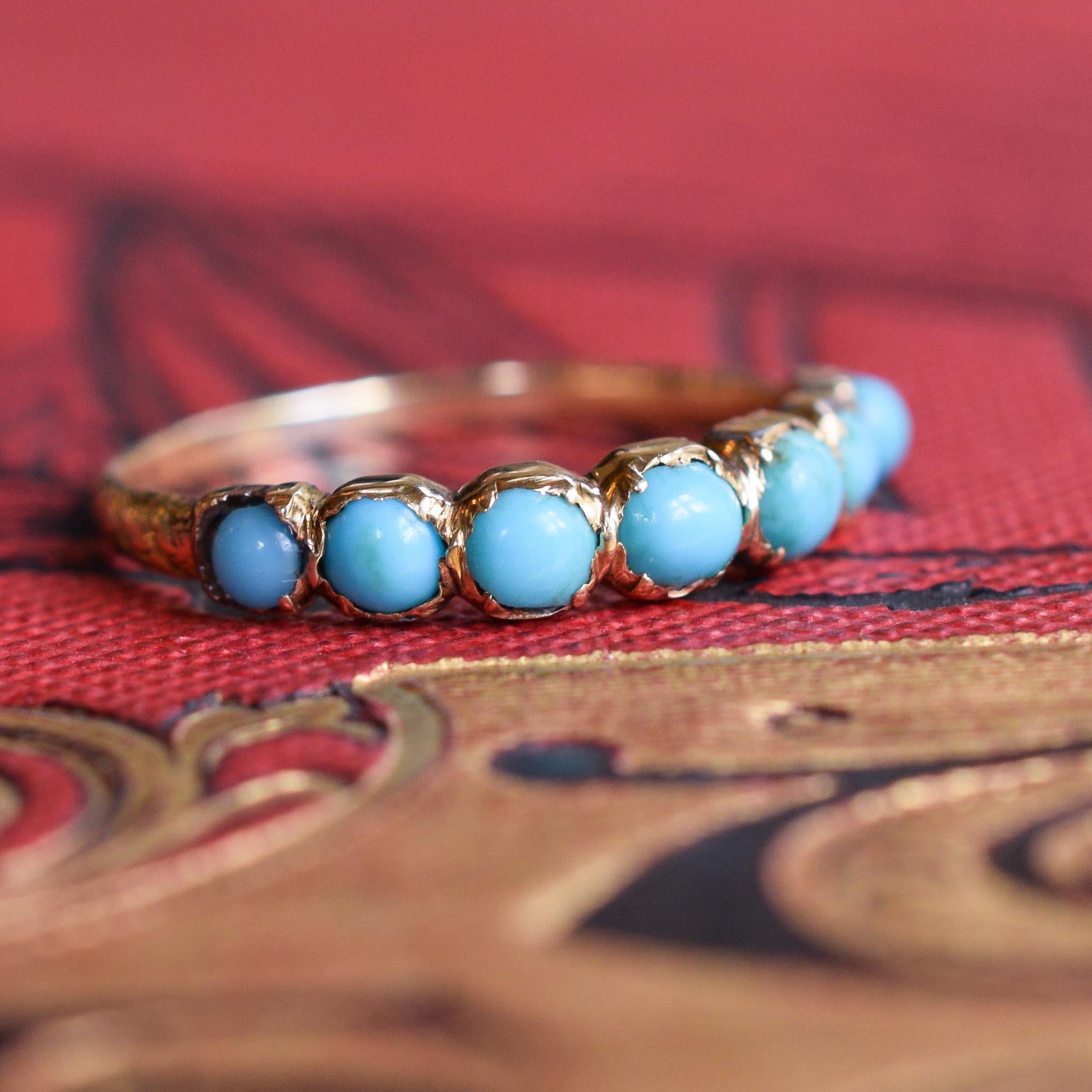Antique Georgian Turquoise Half-Hoop Eternity Ring 2