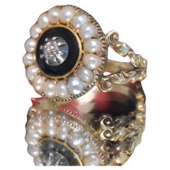 Antique Georgian/Very Early Victorian 15ct Yellow Gold Diamond And Pearl Ring