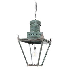 Antique Georgian / Victorian Early 19th Century Copper Verdigris Lantern, C.1820