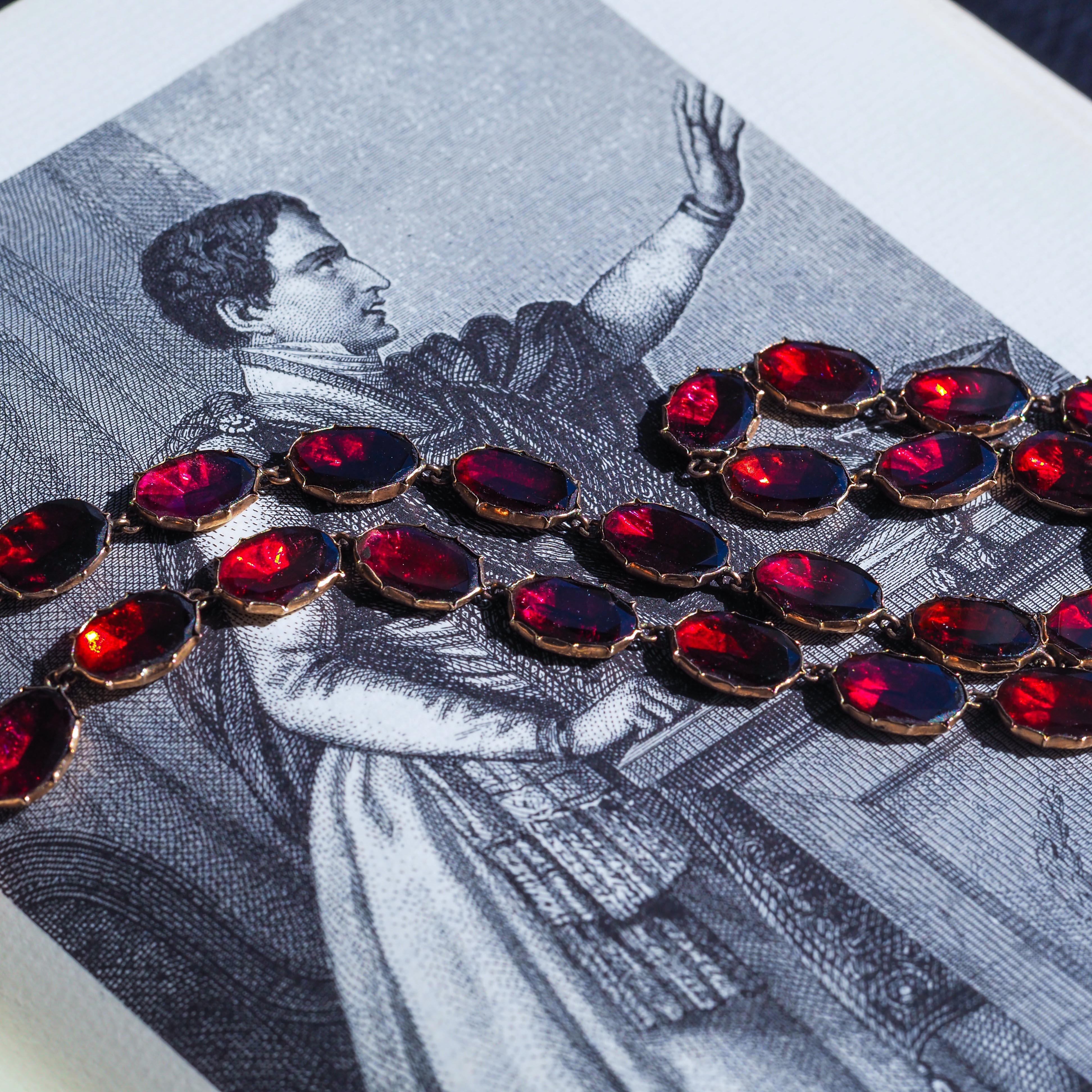 Antique Georgian/Victorian Garnet Riviere Necklace 9K Gold - Early 19th c. en vente 10