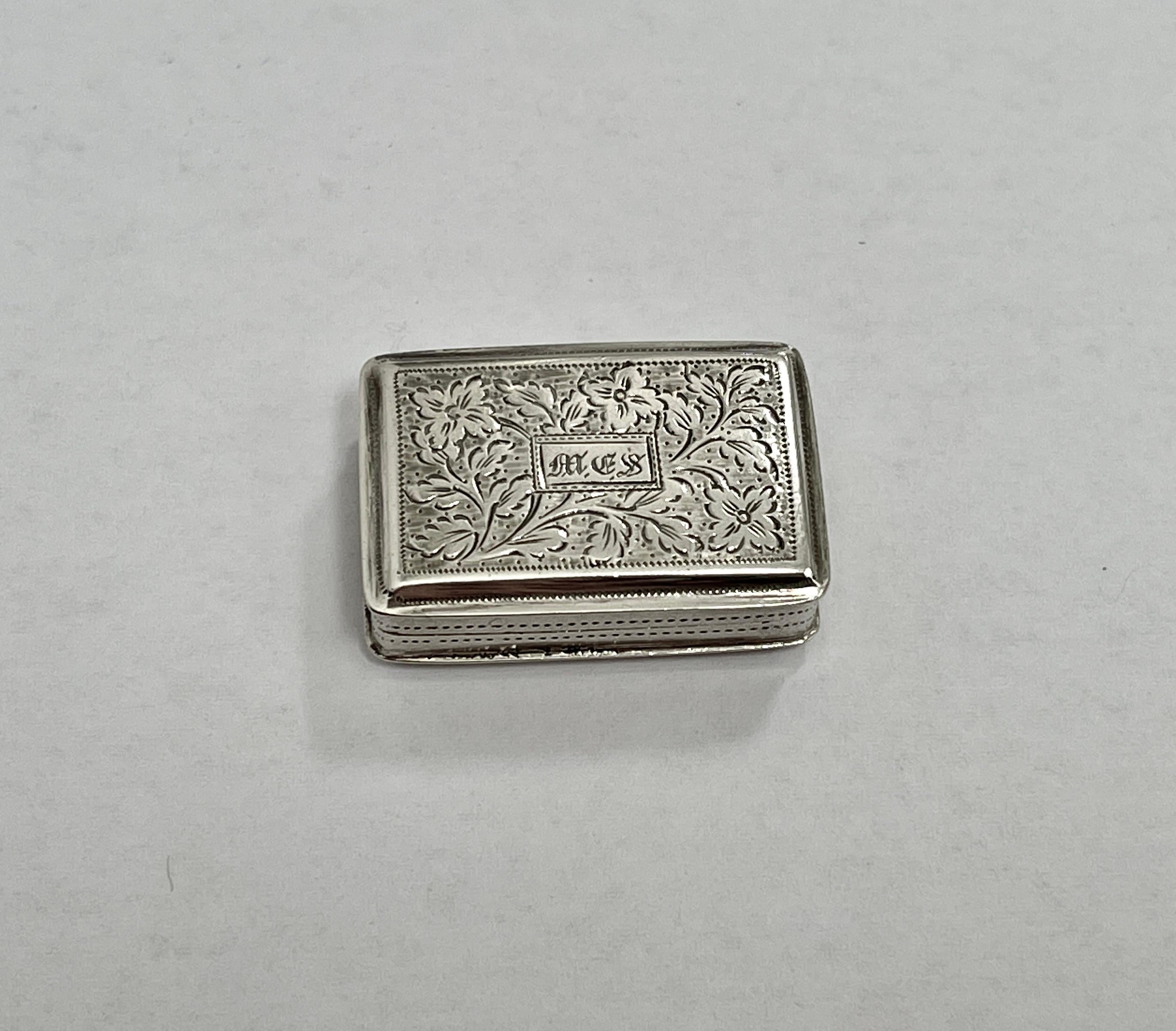 Antique Georgian Vinaigrette Hallmark Birmingham 1834 Sterling Silver John Lilly For Sale 2