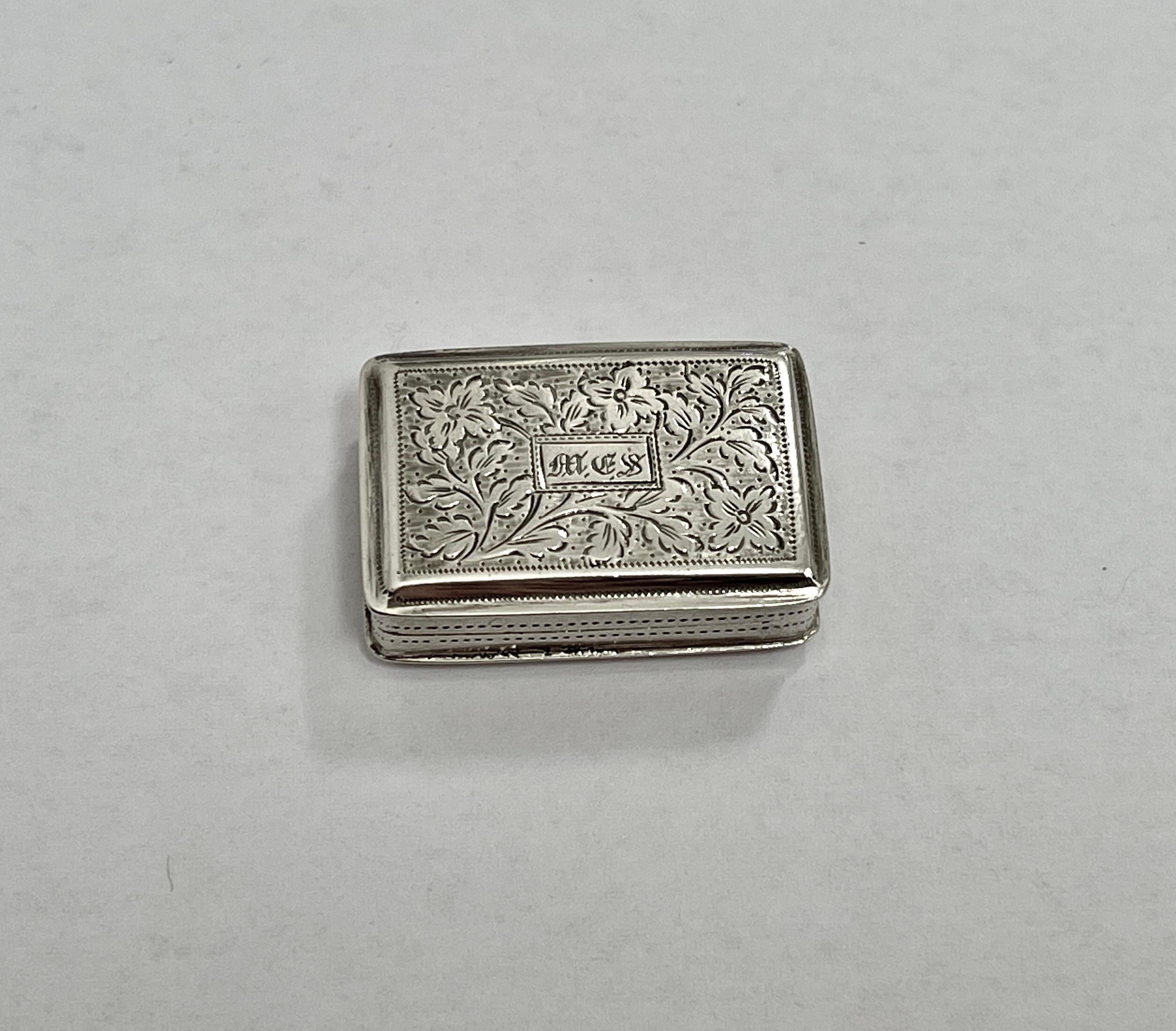 Antique Georgian Vinaigrette Hallmark Birmingham 1834 Sterling Silver John Lilly For Sale 2