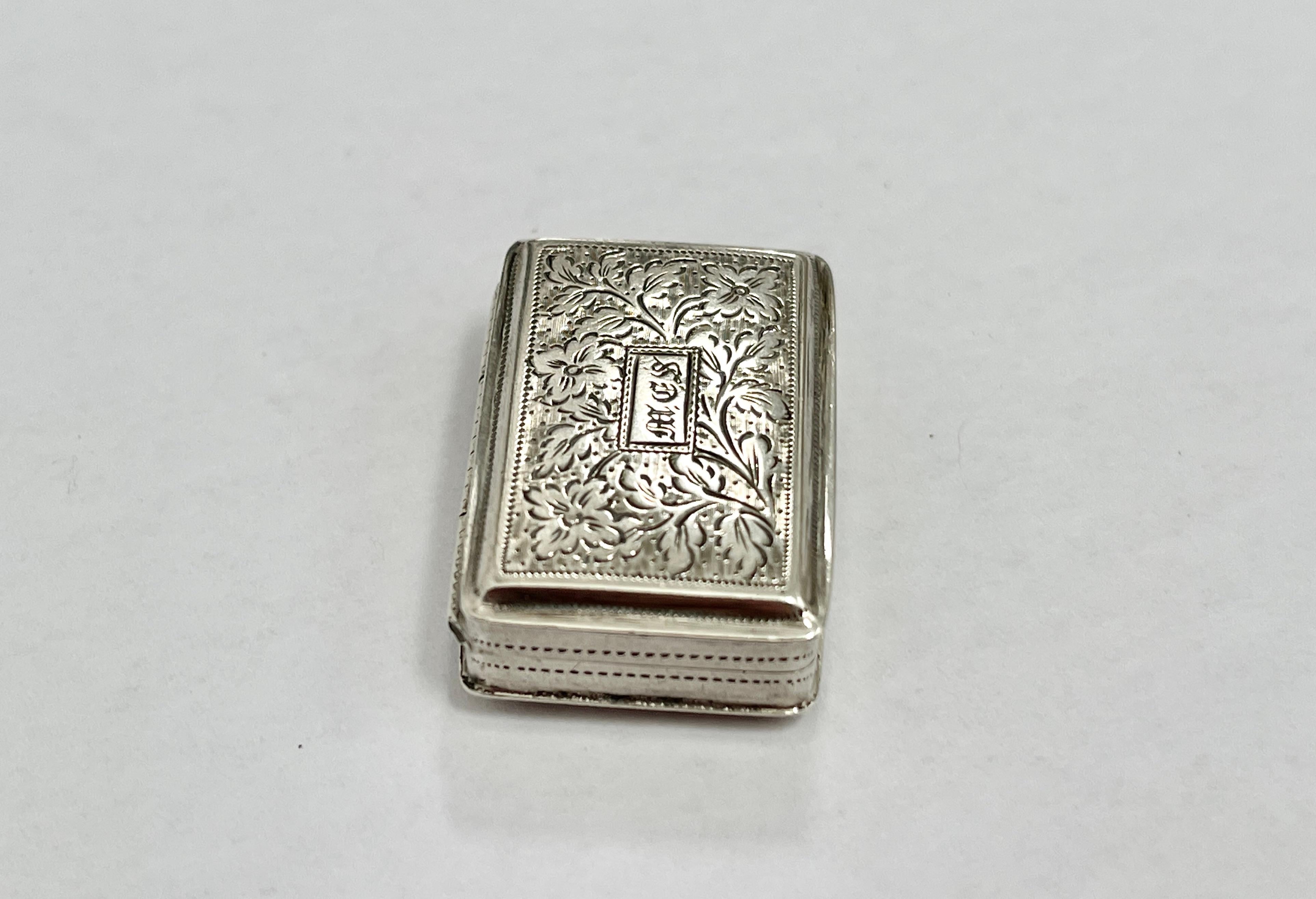 Antique Georgian Vinaigrette Hallmark Birmingham 1834 Sterling Silver John Lilly For Sale 3