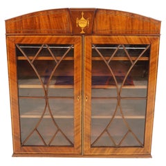 Antique Georgian Wall Cabinet, Walnut Inlaid Cabinet, Scotland 1790, B2336