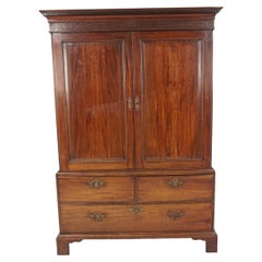 Antique Georgian Walnut Gentleman's Linen Press, Armoire, Scotland 1820, B2658