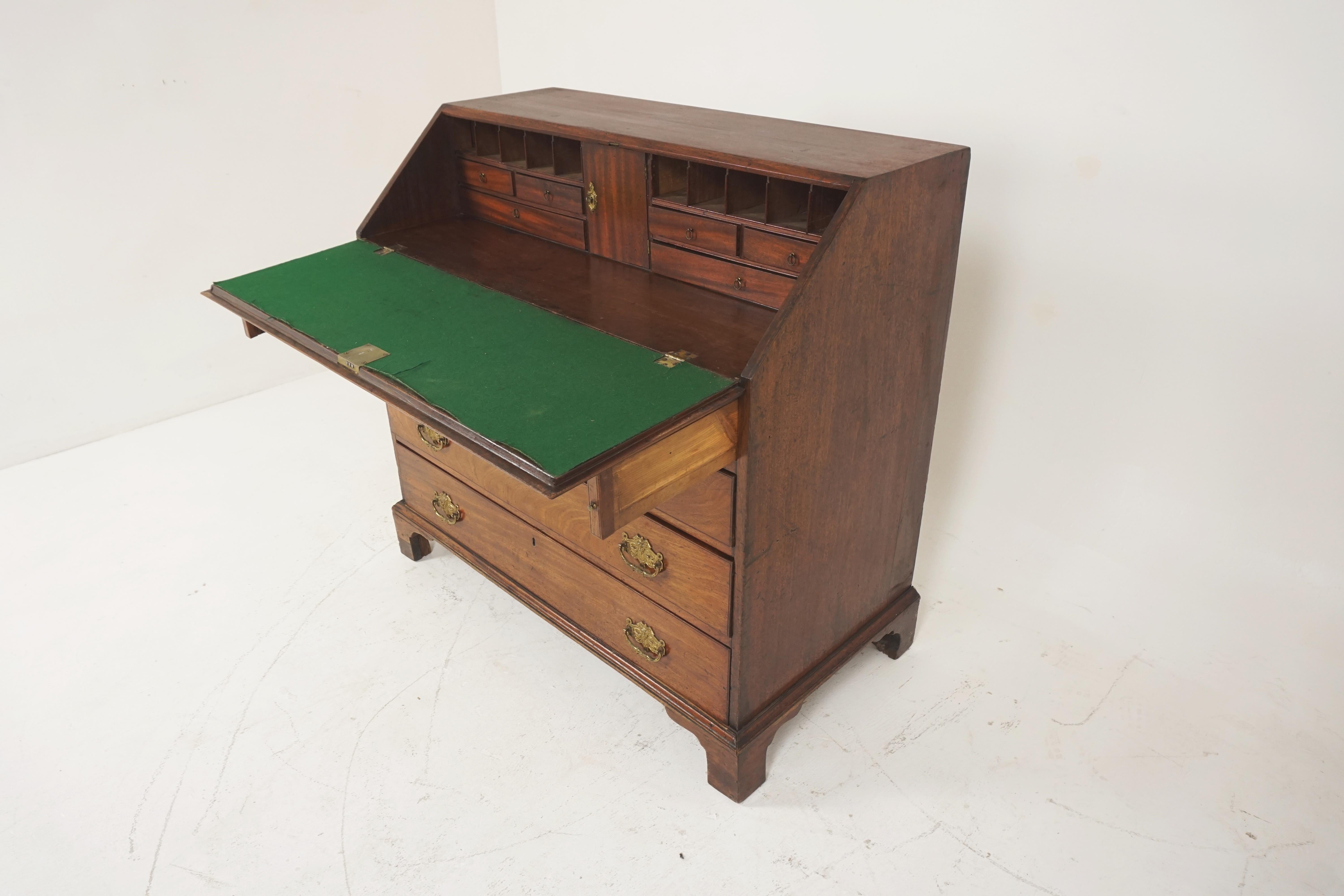 Scottish Antique Georgian Walnut Slant Front Desk, Bureau, Scotland 1810, H528 For Sale