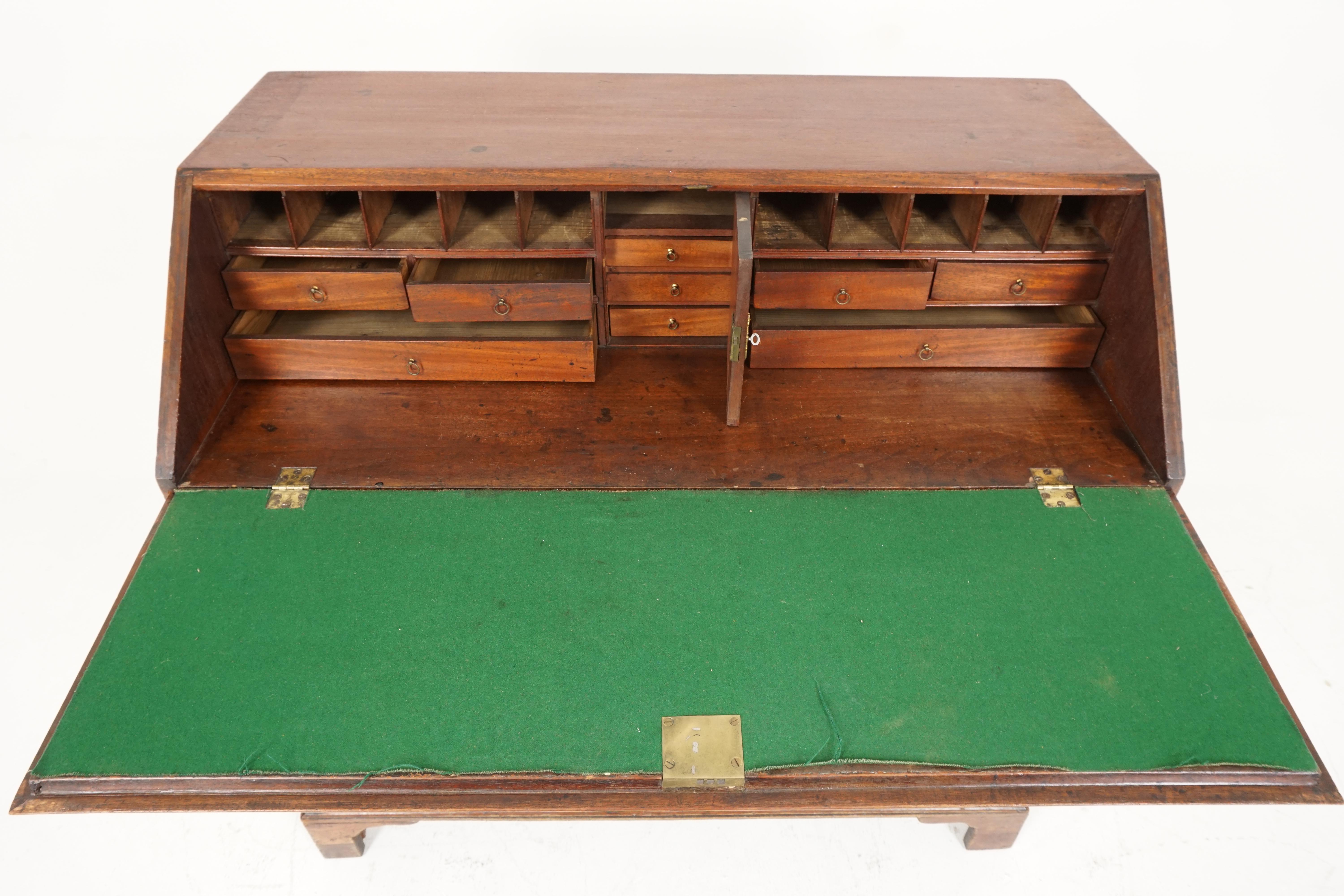 Hand-Crafted Antique Georgian Walnut Slant Front Desk, Bureau, Scotland 1810, H528 For Sale