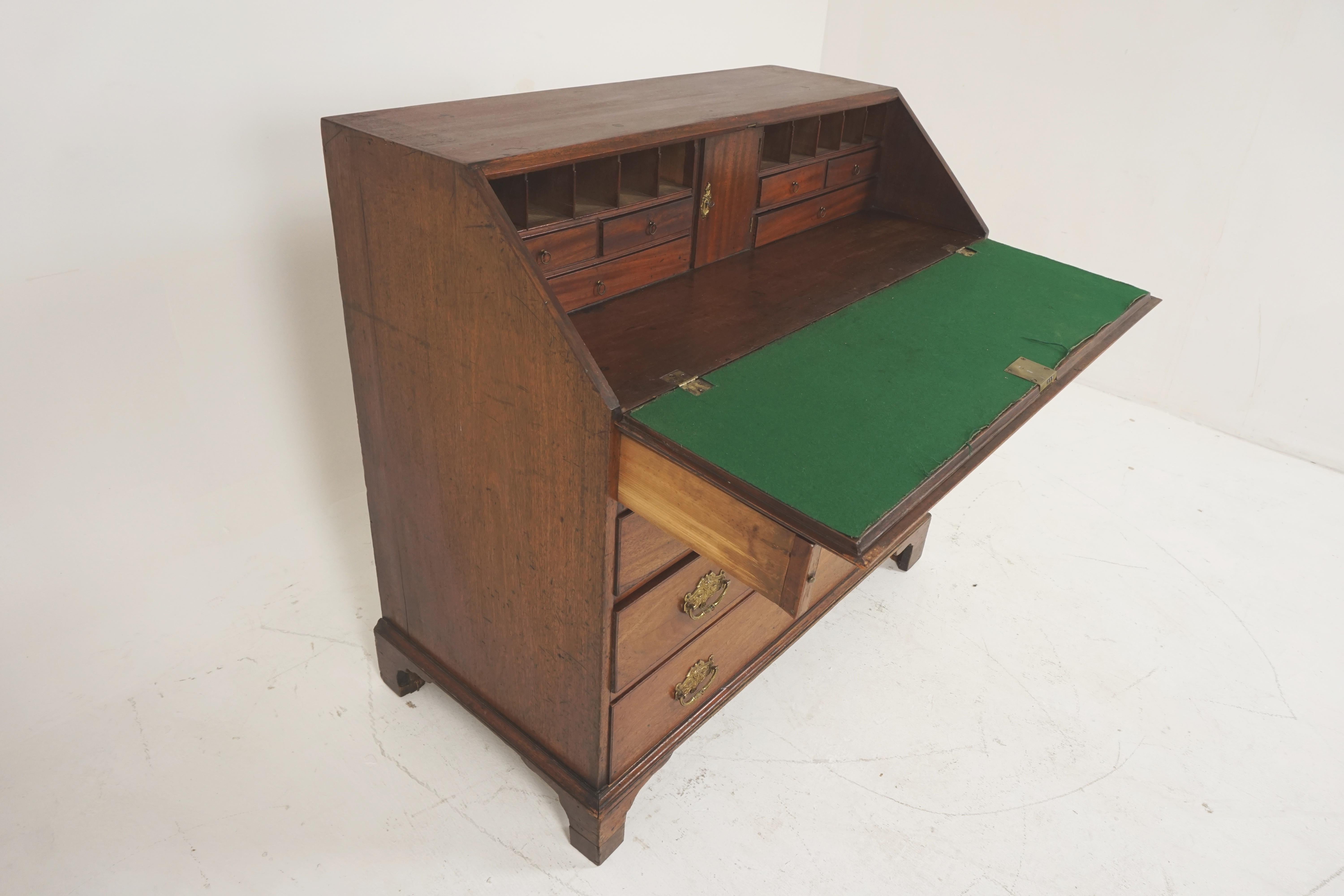 Early 19th Century Antique Georgian Walnut Slant Front Desk, Bureau, Scotland 1810, H528 For Sale