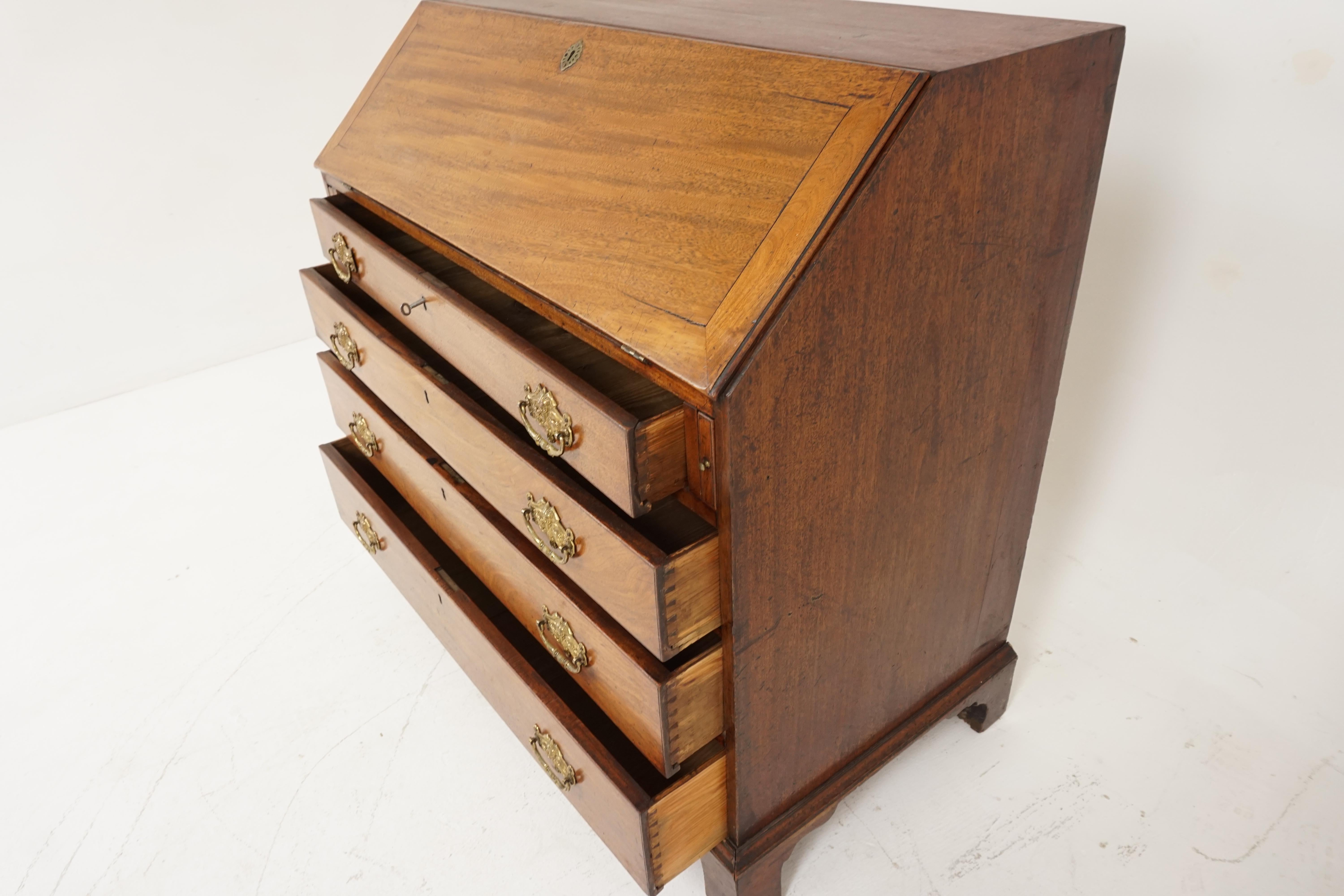 Antique Georgian Walnut Slant Front Desk, Bureau, Scotland 1810, H528 For Sale 1