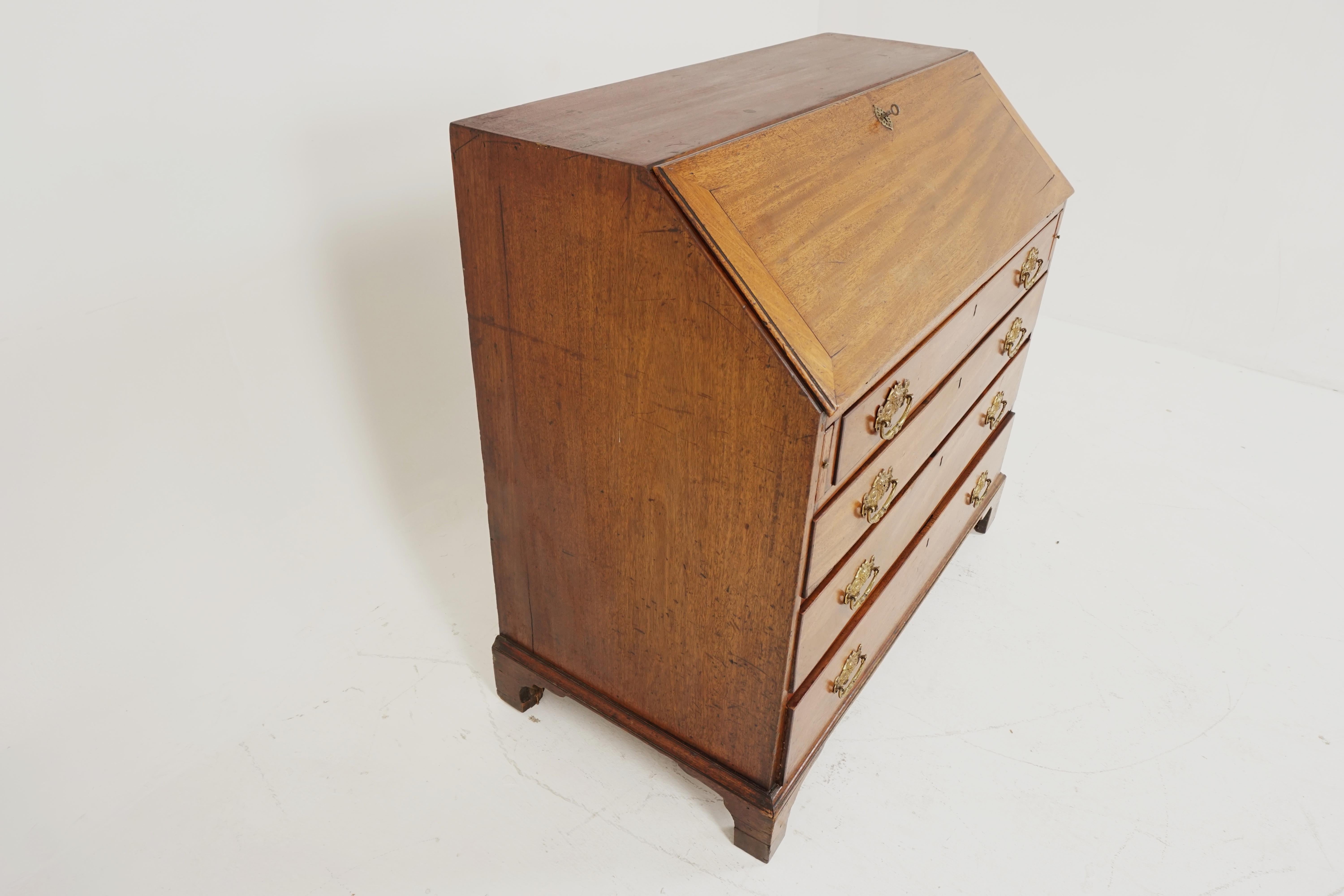 Antique Georgian Walnut Slant Front Desk, Bureau, Scotland 1810, H528 For Sale 2