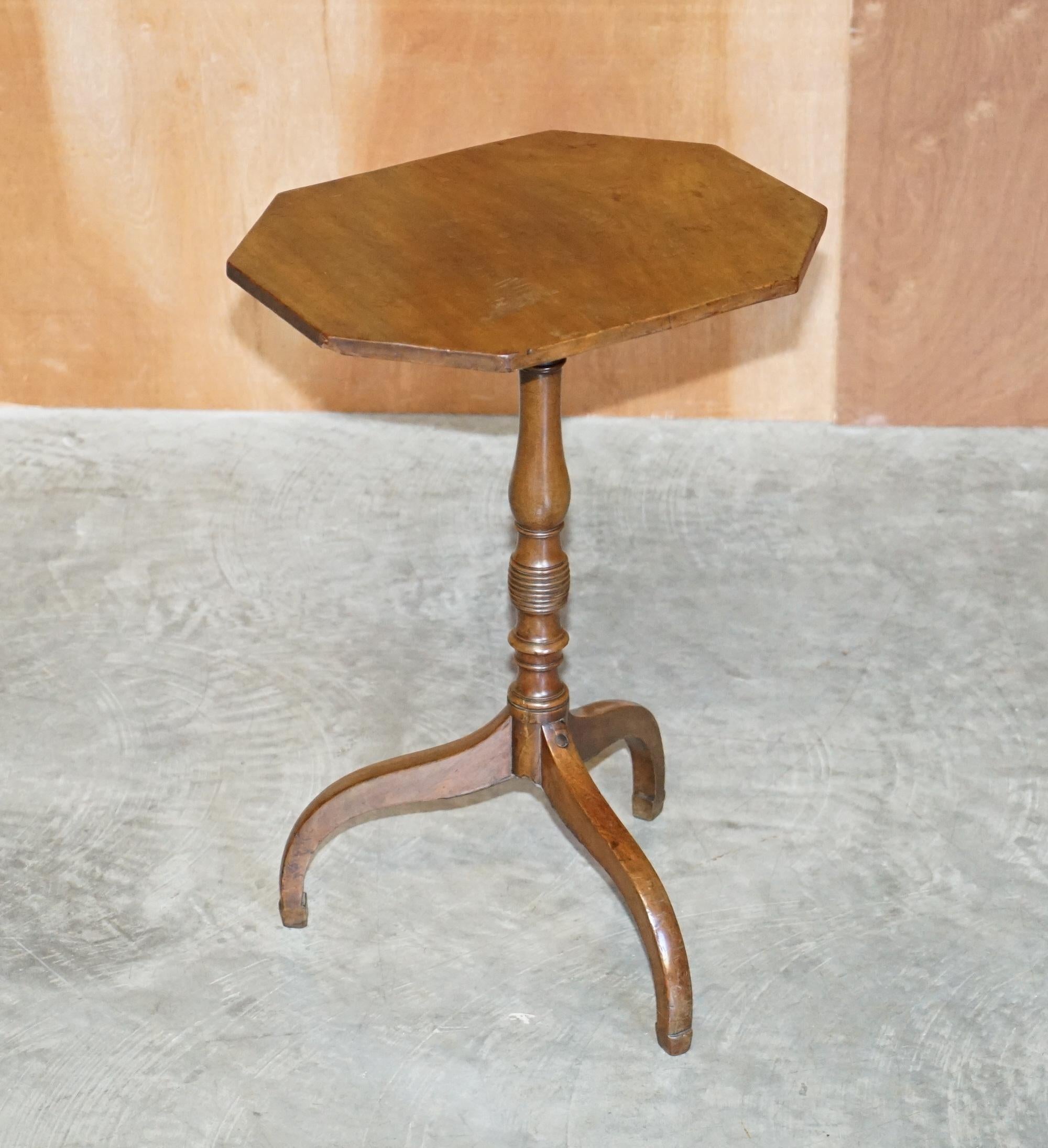 We are delighted to offer for sale this lovely hand made in England Georgian circa 1800 walnut tripod lamp wine table 

A truly sublime piece, this is very elegant and has subtle and sophisticated lines, the piece has the original period finish,