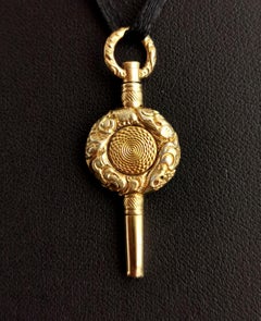 Antique Georgian Watch Key, Pendant, 18k Gold Plated