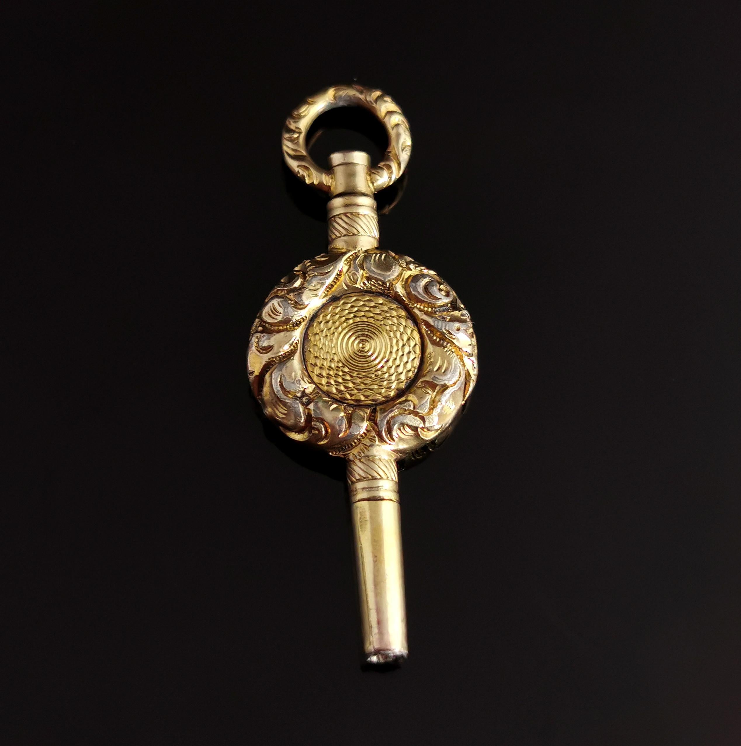 Antique Georgian Watch Key, Pendant, 18k Gold Plated 3
