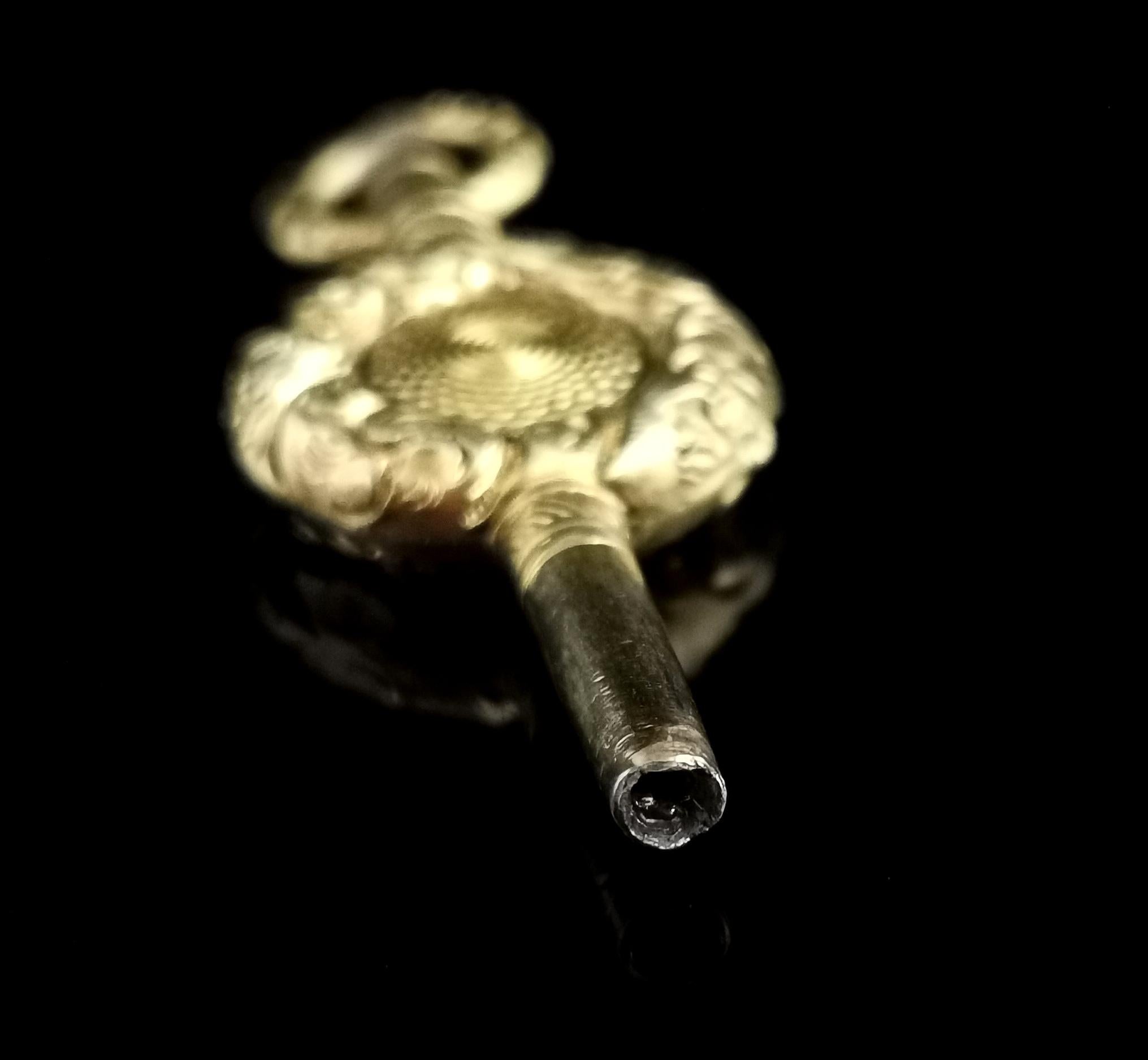 Antique Georgian Watch Key, Pendant, 18k Gold Plated 4