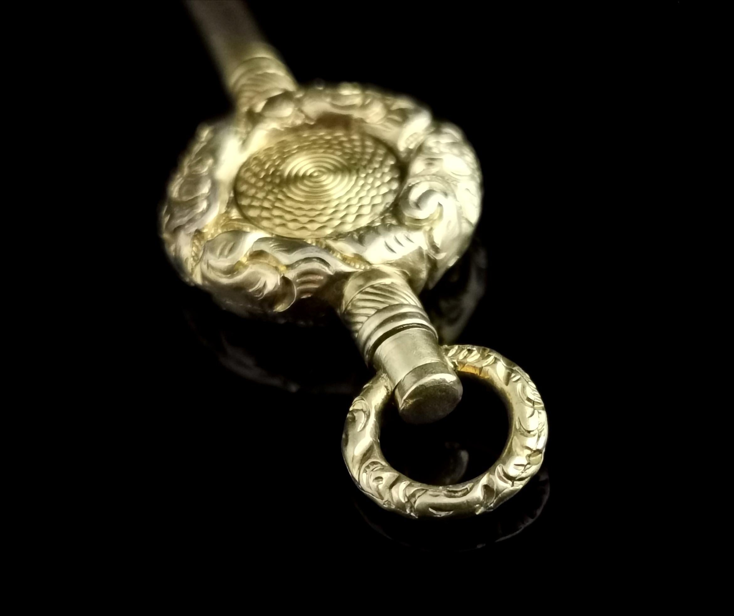 Antique Georgian Watch Key, Pendant, 18k Gold Plated 5