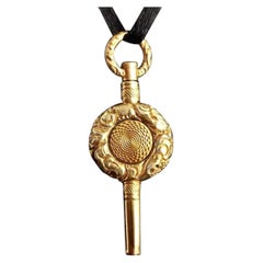 Antique Georgian Watch Key, Pendant, 18k Gold Plated