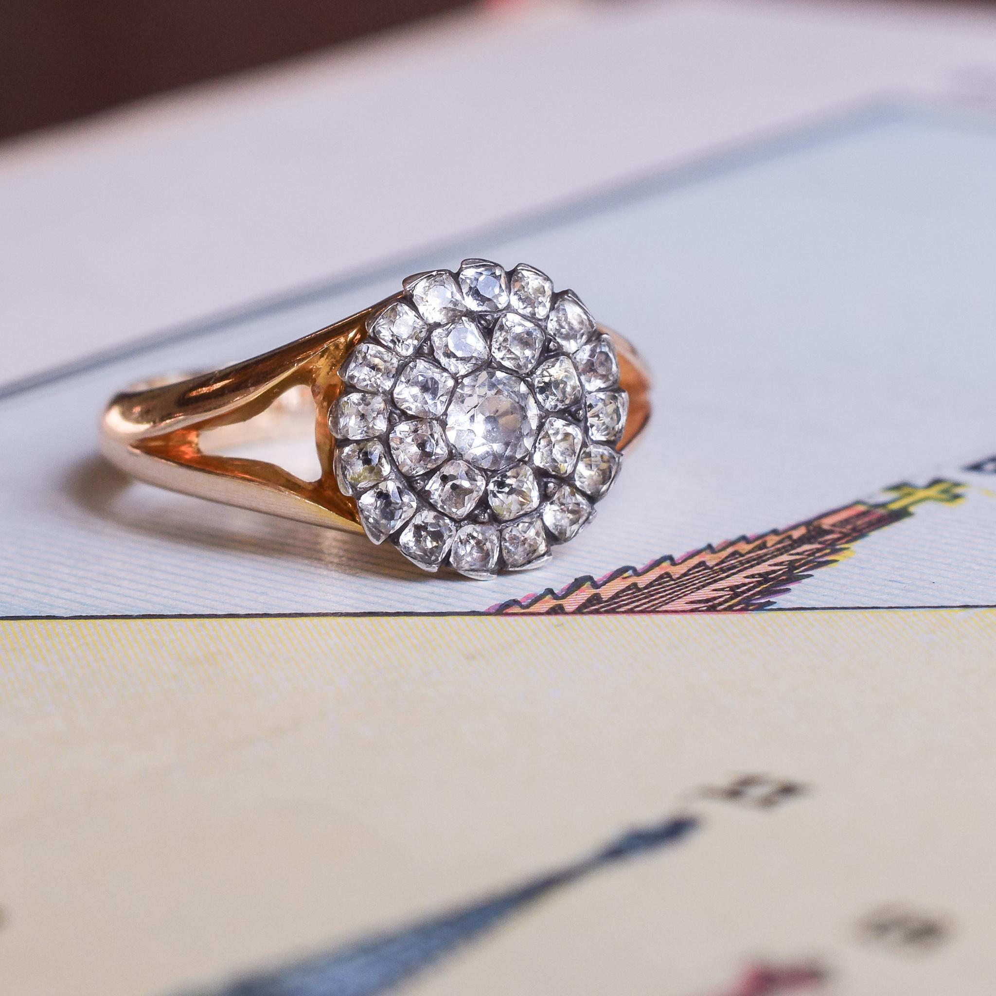 Antique Georgian White Paste Cluster Ring 2