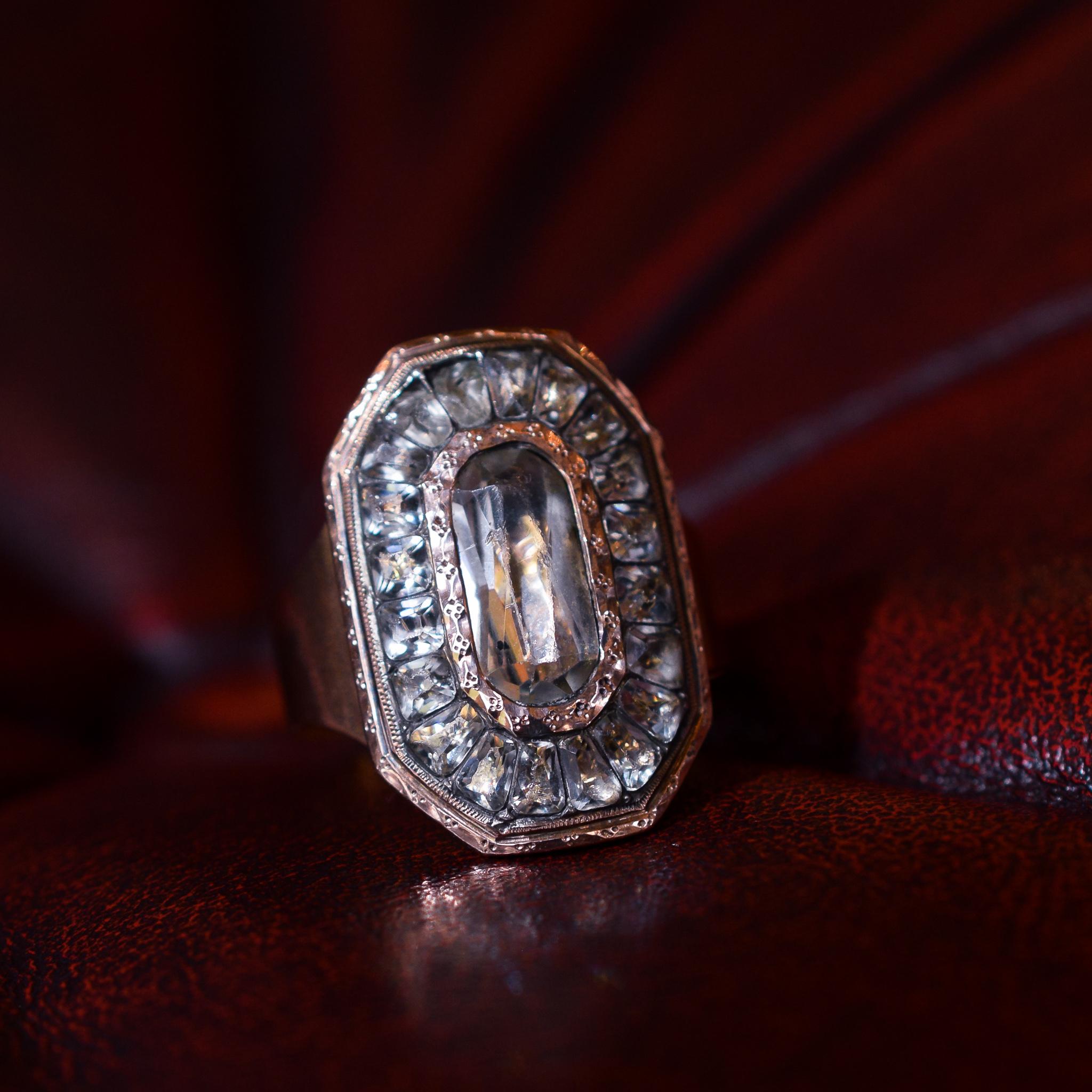 Women's Antique Georgian White Paste Octagon Ring