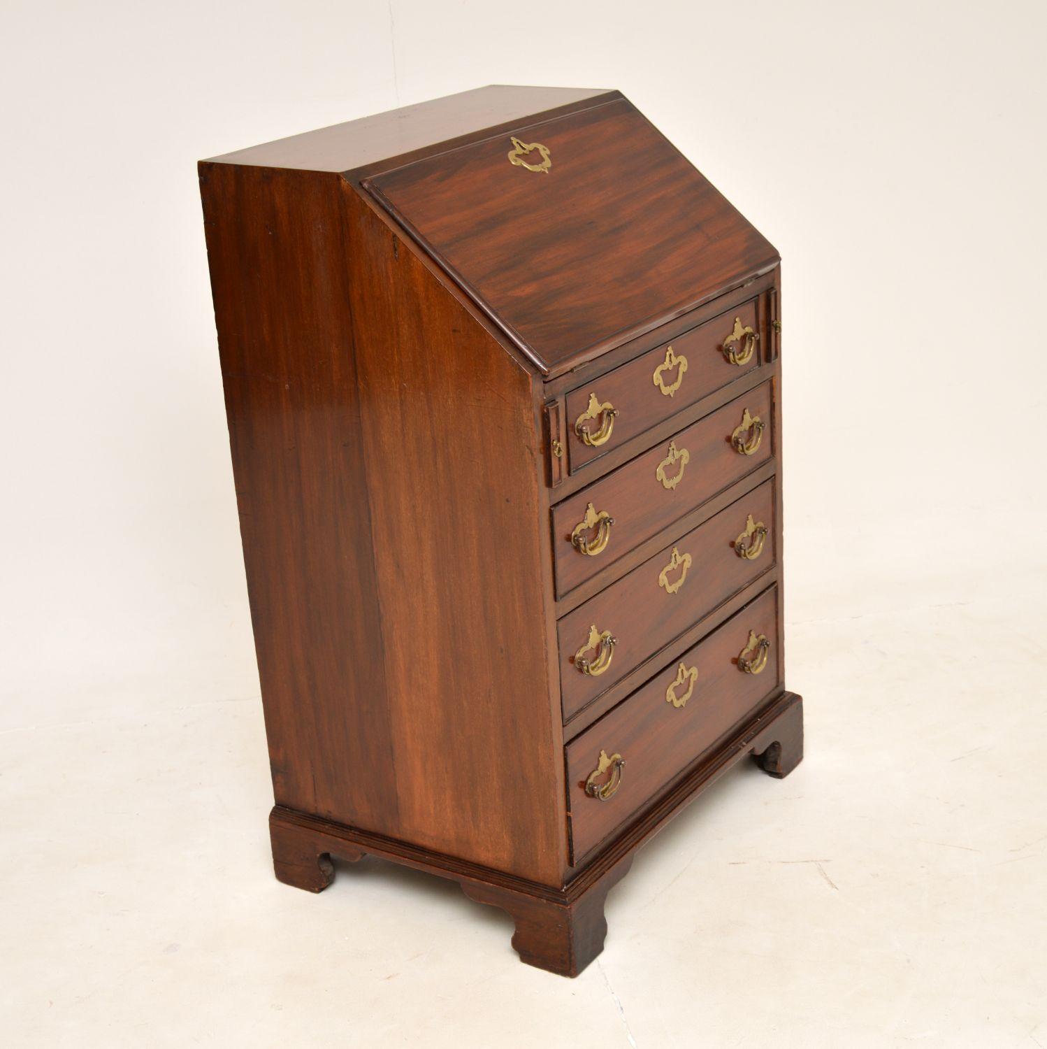 Wood Antique Georgian Writing Bureau Desk For Sale