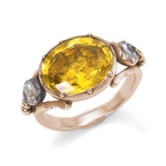 Antique Georgian Yellow Gold Foil Back Citrine and Diamond Statement Ring
