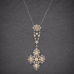 Antique Georgian Yellow Paste Lavaliere Pendant Necklace Silver, circa 1800