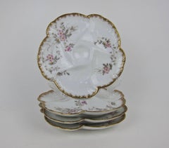Antique Limoges Porcelain Oyster Plates by CFH / GDM, 1880s