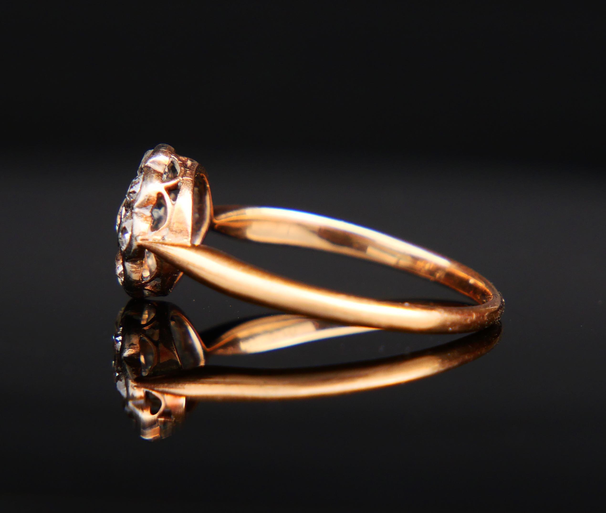 Women's Antique German 0.8ct Diamonds Halo Ring solid 14K Gold Ø 6.75 US/ 1.8gr
